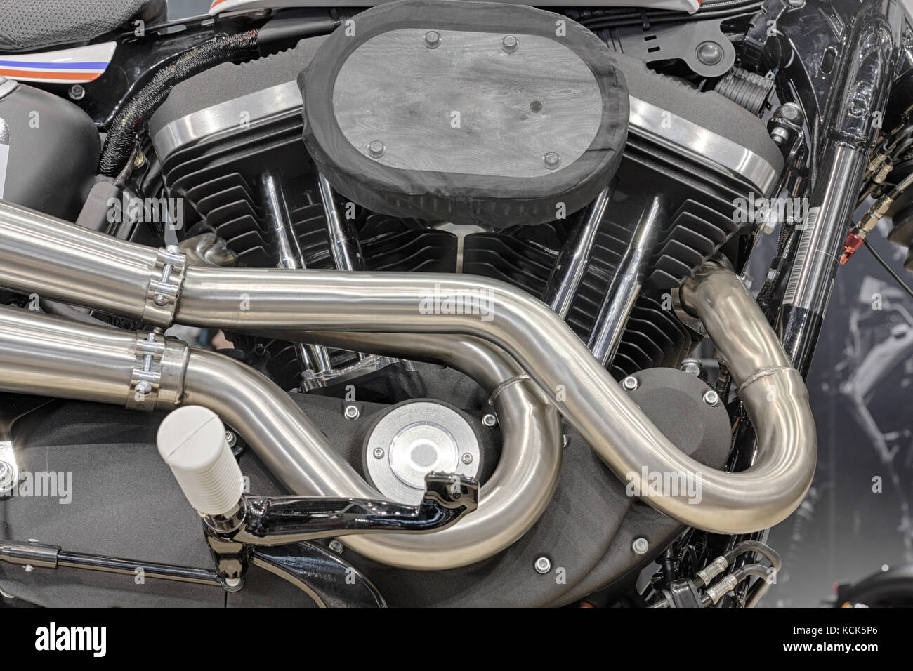 Detail of Vtwin engines of motorcycle Stock Photo Alamy