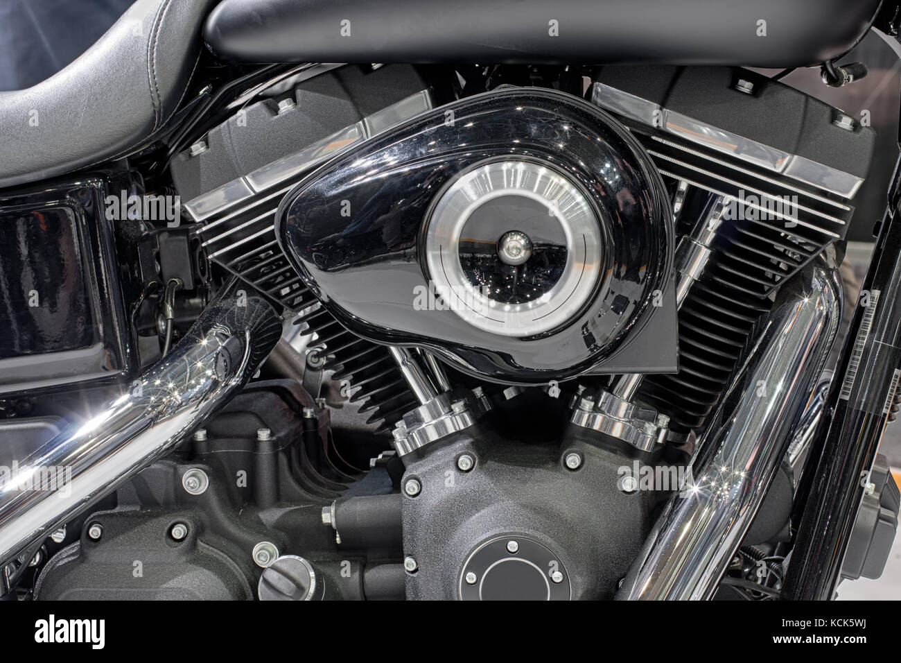 Detail of air cooled twin engine of motorcycle Stock Photo - Alamy