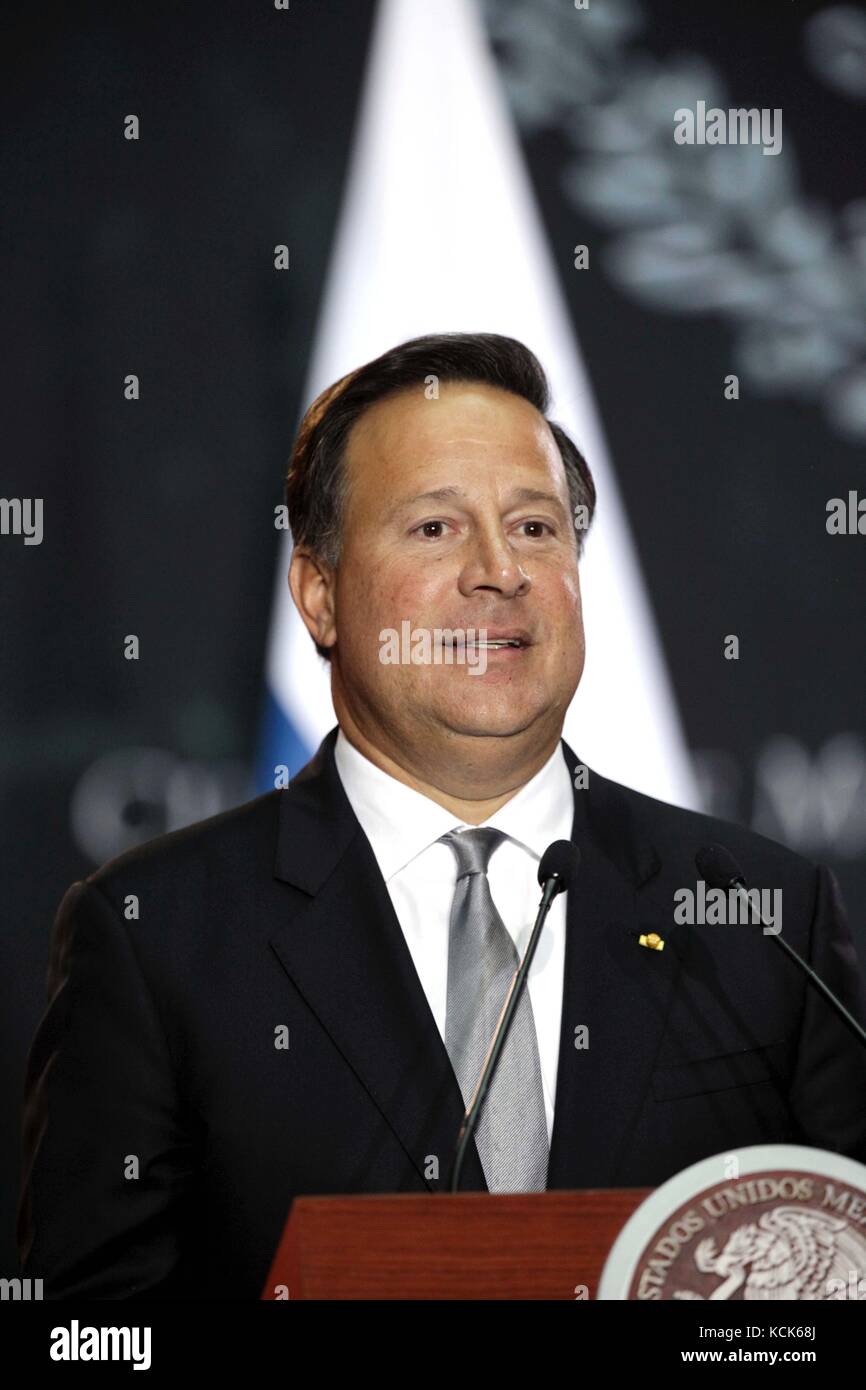 Panamanian President Juan Carlos Varela Rodriguez (left) speaks during a joint press conference with Mexican President Enrique Pena Nieto at the National Palace November 14, 2016 in Mexico City, Mexico.  (photo by Mexican Presidency Photo  via Planetpix) Stock Photo