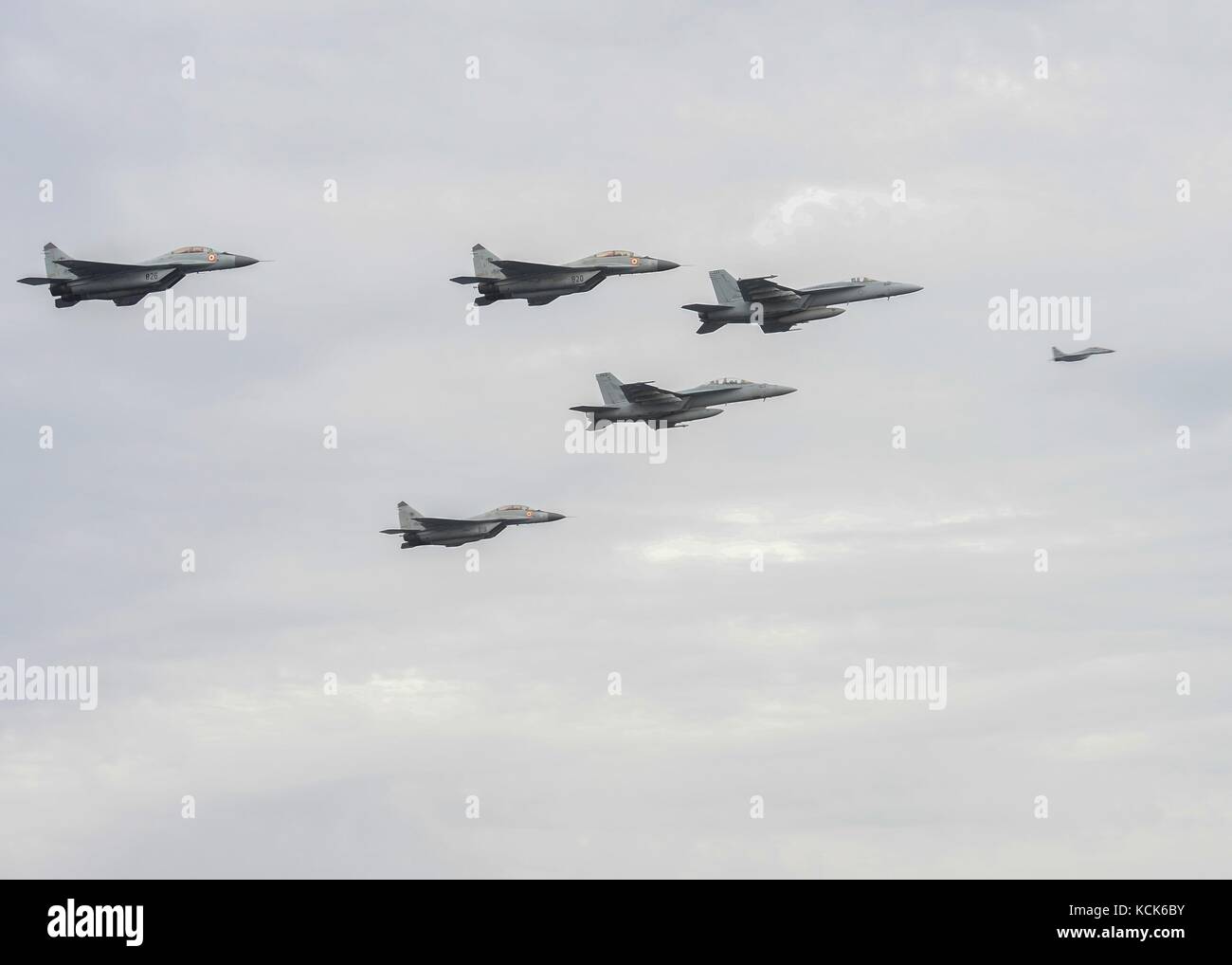 Indian Navy MIG29K Fulcrum jet fighter aircraft perform a flyover