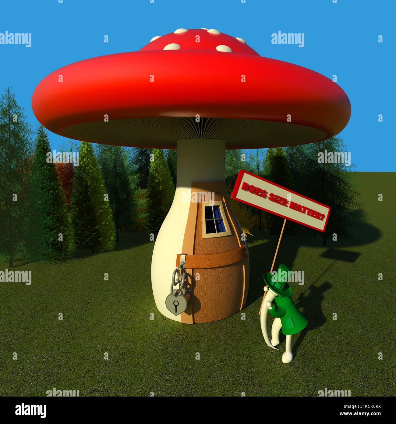 Big and small conceptual composition 3D illustration. Environment, size ...