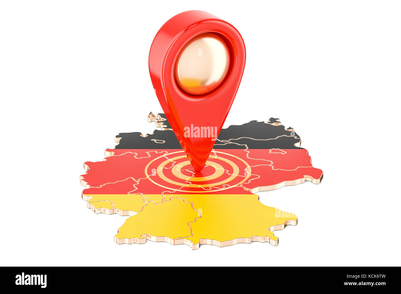 Map Germany Pointed Map pointer on the map of Germany, 3D rendering isolated on white ...