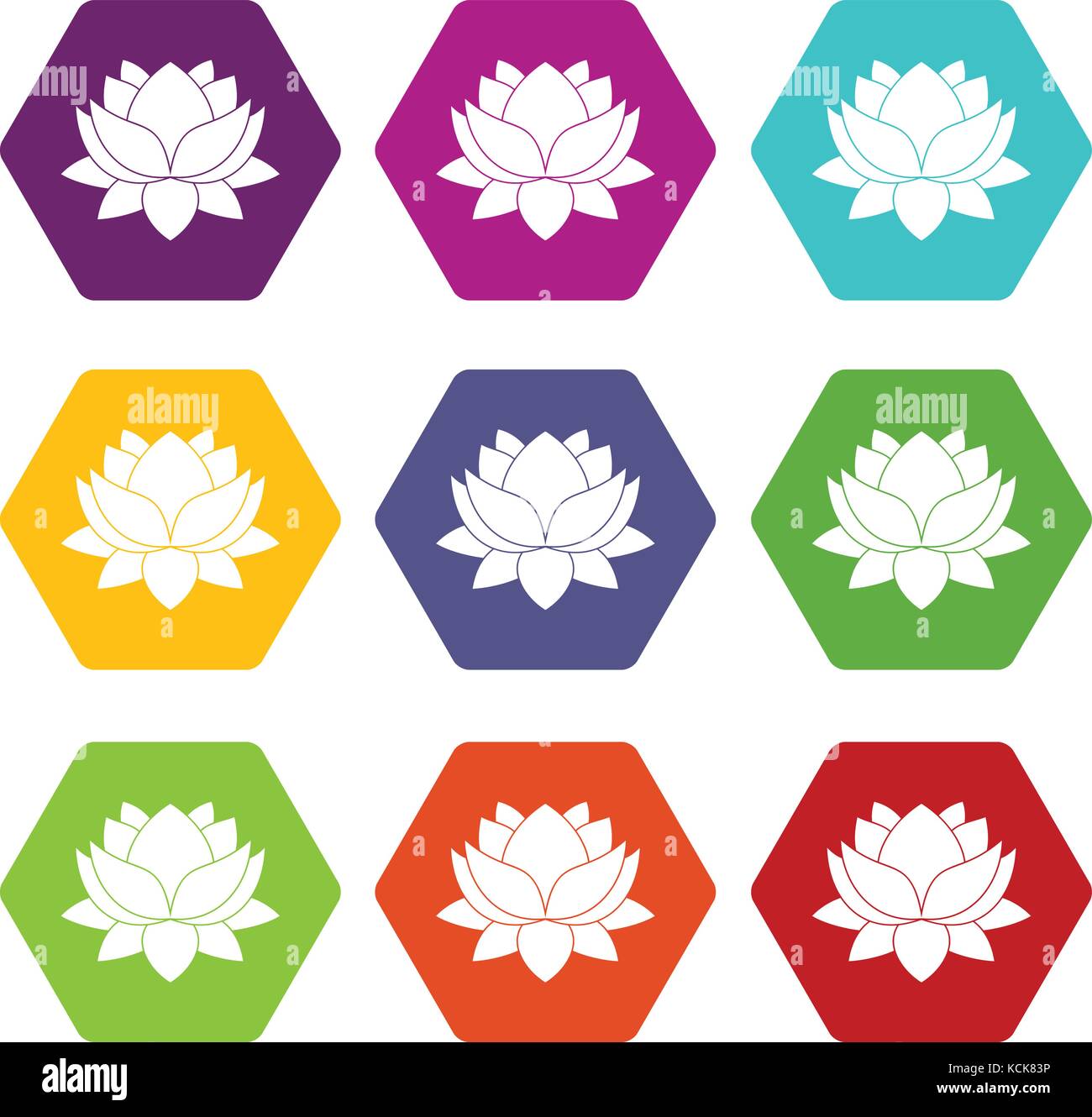 Water lily flower icon set color hexahedron Stock Vector Image & Art ...