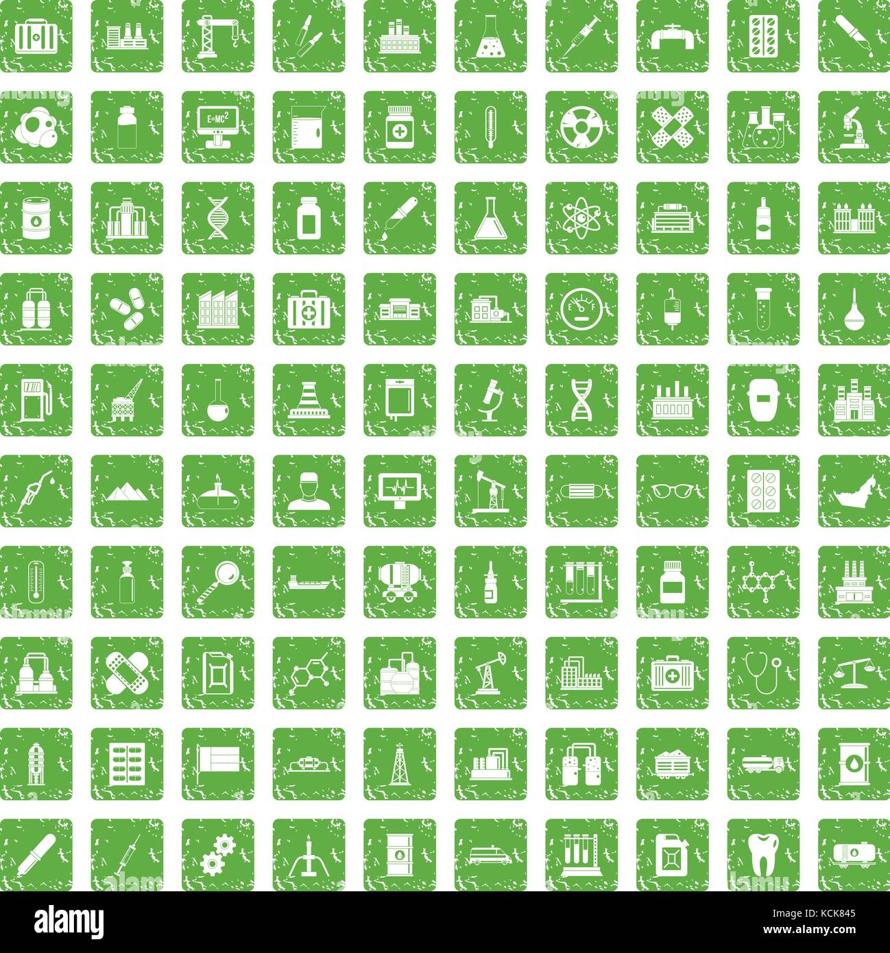 100 chemical industry icons set grunge green Stock Vector Image & Art ...