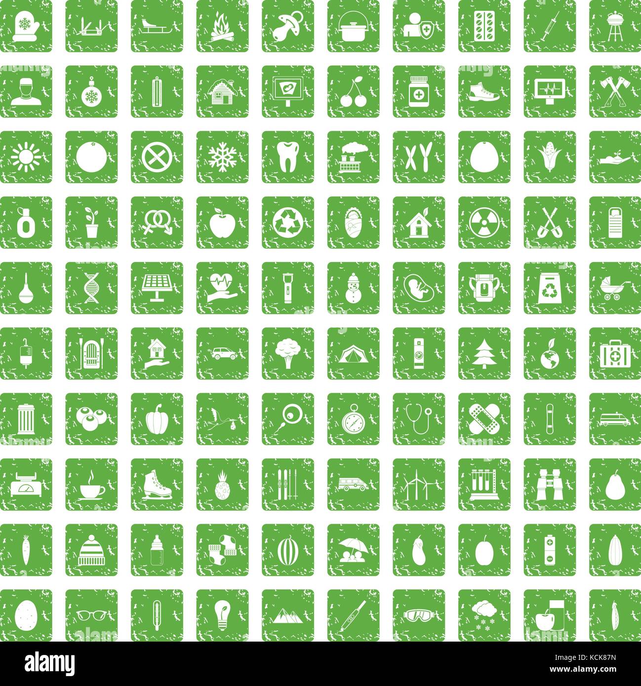 100 child health icons set grunge green Stock Vector Image & Art - Alamy