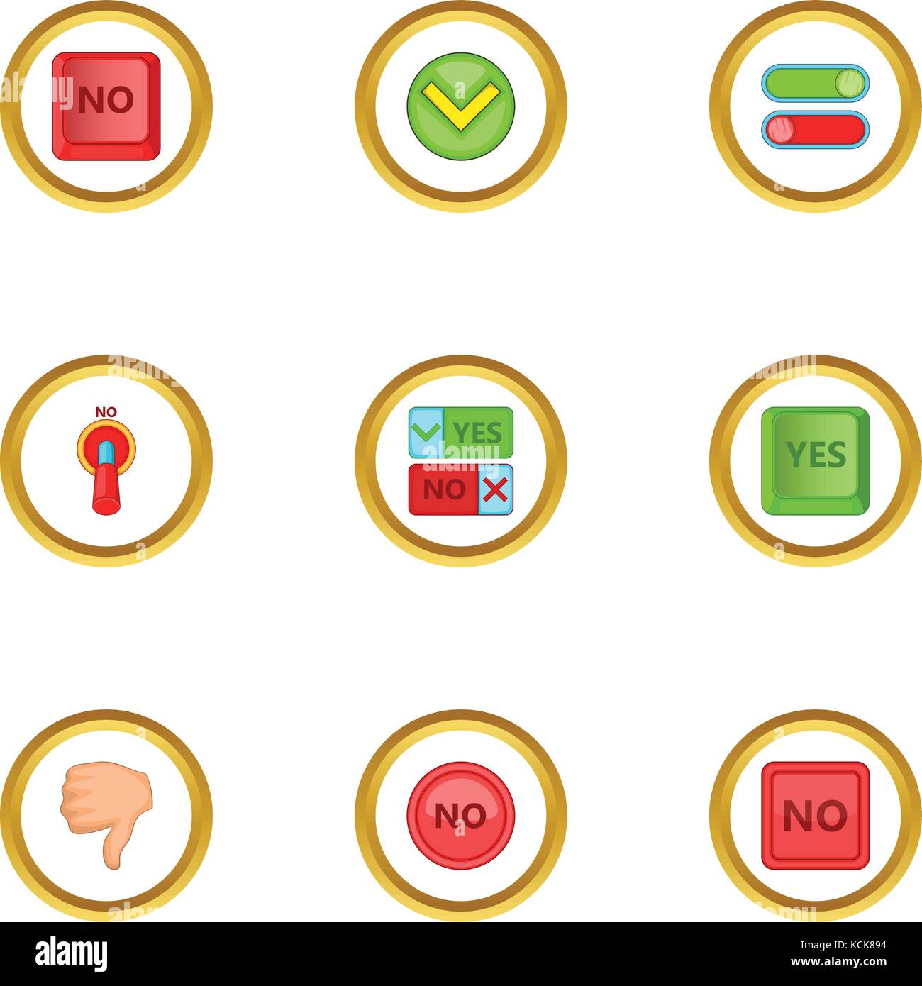 Yes and no sign icons set, cartoon style Stock Vector Image & Art - Alamy