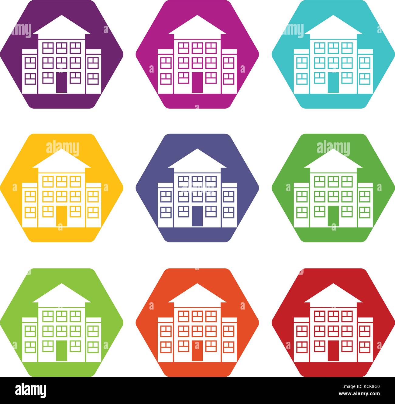 Bank building icon set color hexahedron Stock Vector Image & Art - Alamy
