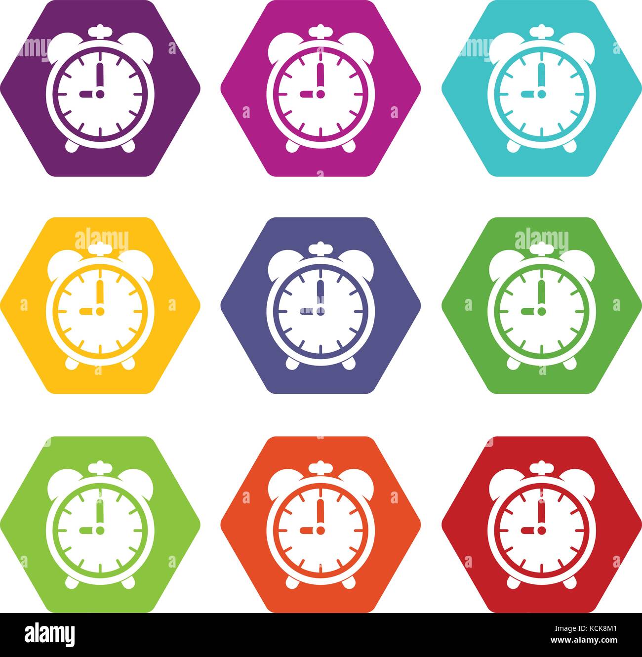Alarm clock icon set color hexahedron Stock Vector Image & Art - Alamy