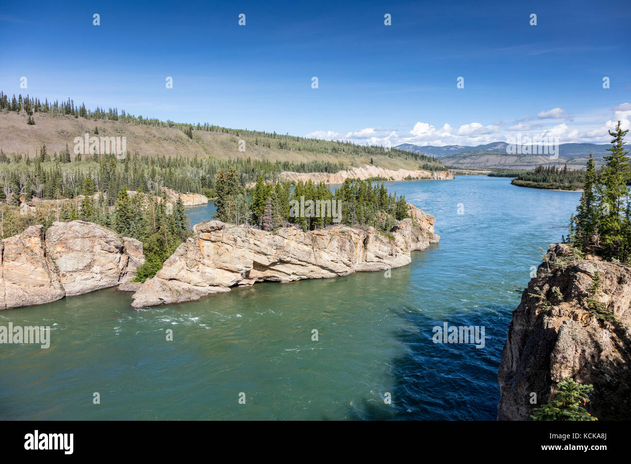 Five Finger Rapids trail on the Yukon River near Carmacks, Yukon, Canada Stock Photo
