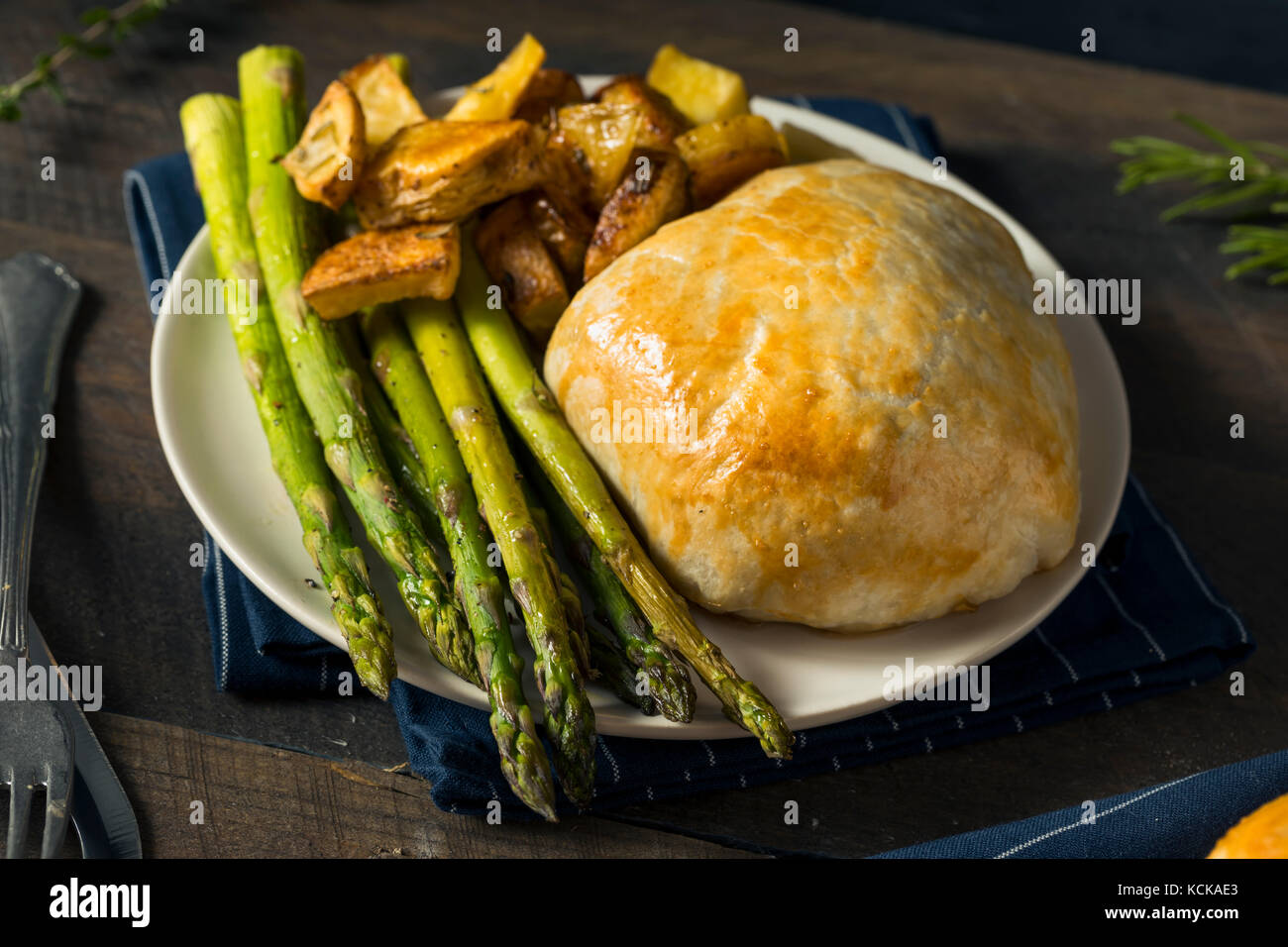 Homemade Gourmet Individual Beef Wellington Ready to Eat Stock Photo