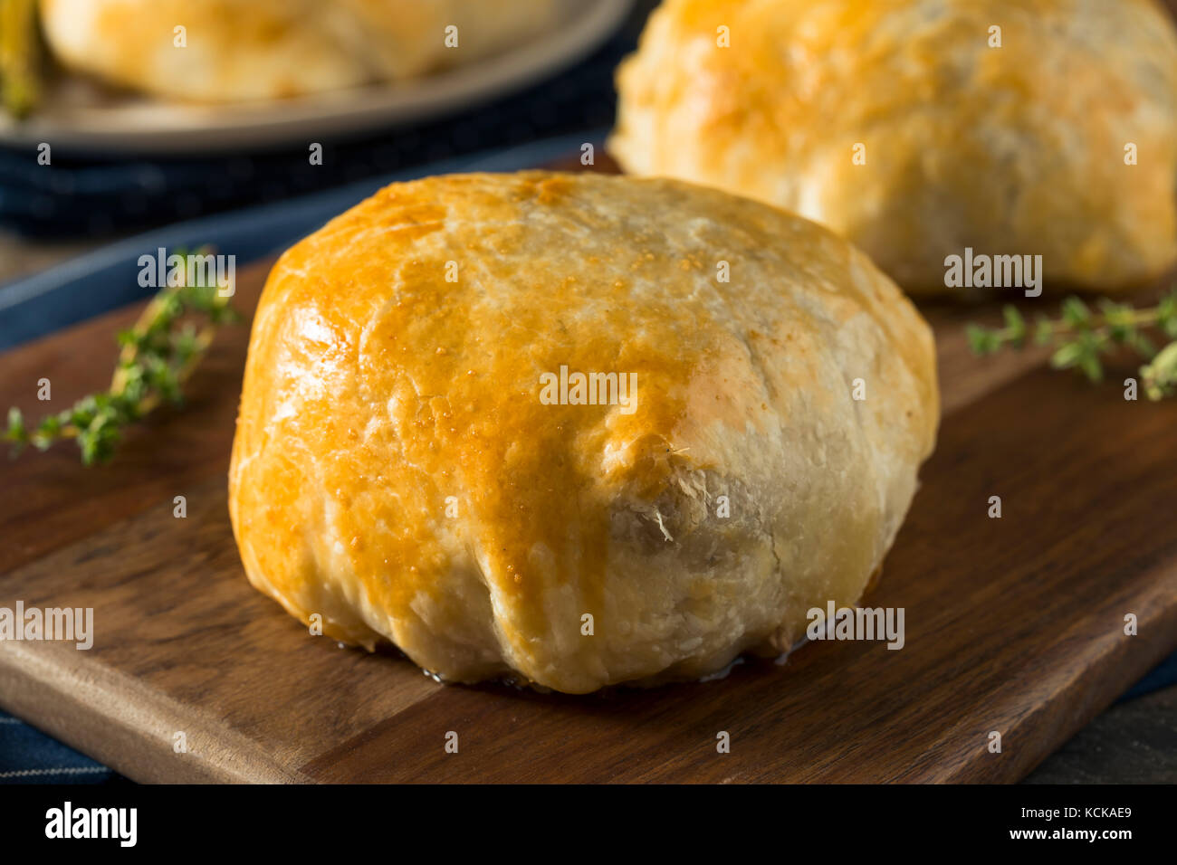 Homemade Gourmet Individual Beef Wellington Ready to Eat Stock Photo