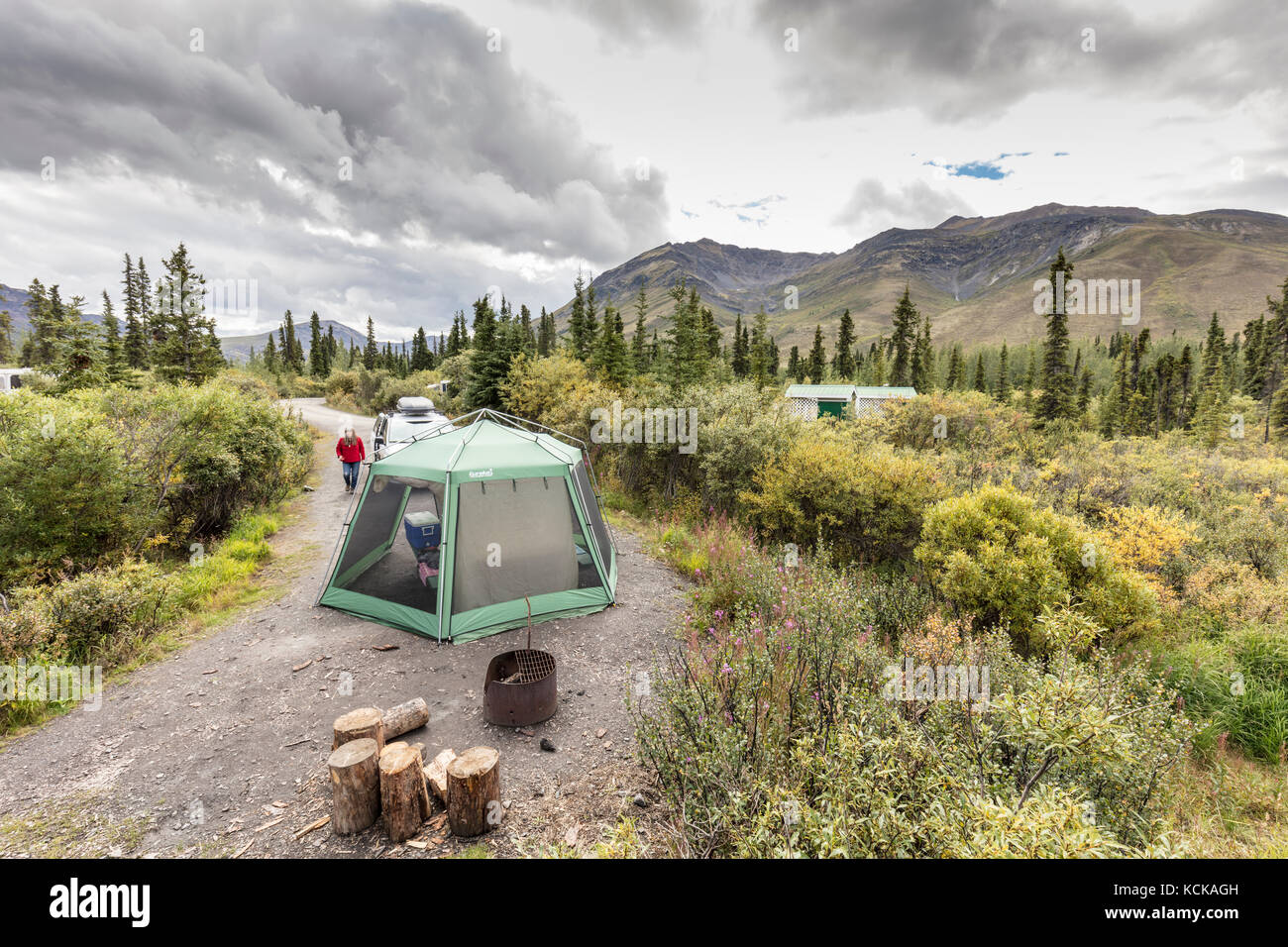 Campsite in Tombstone Territorial Park, Yukon Stock Photo