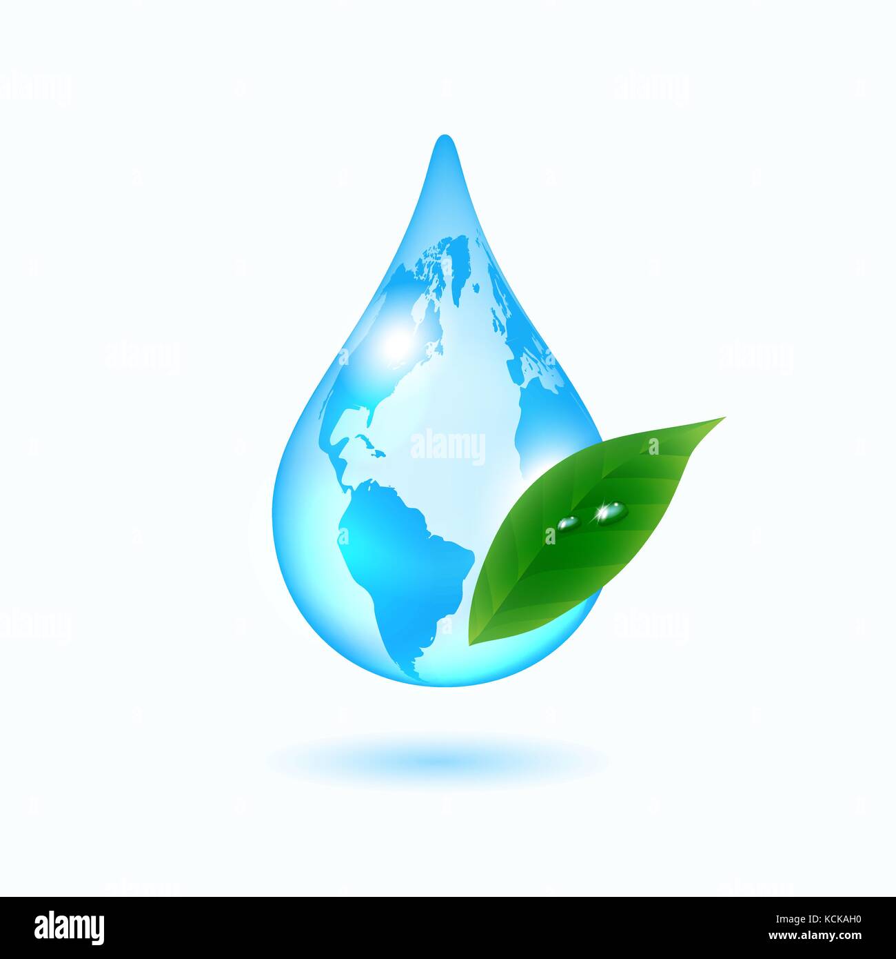 Earth drop with green leaf Stock Vector