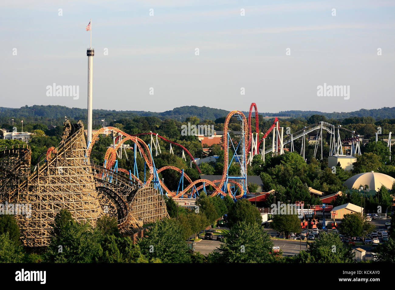 View of Hersheypark with roller coasters.Hershey,Pennsylvania,USA Stock