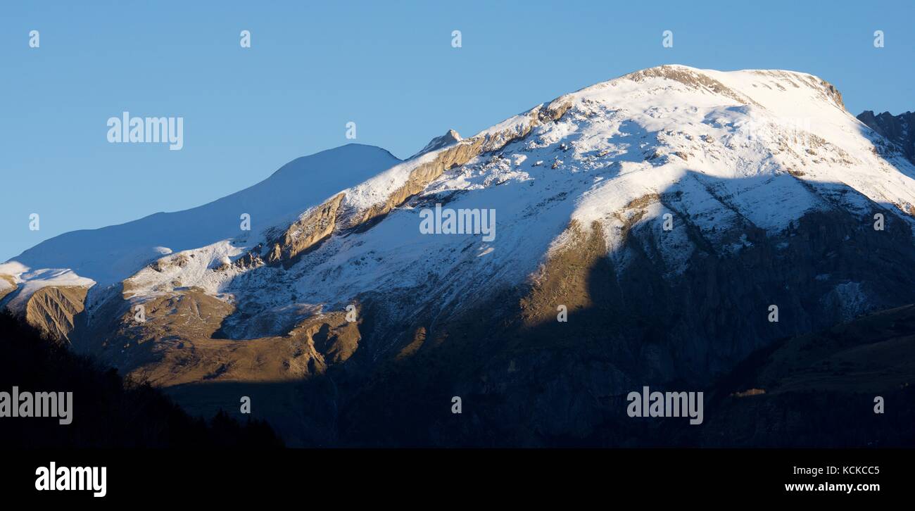 Snowy peak, Tendenera Mountains, in Tena Valley, Panticosa, Aragon, Huesca, Spain. Stock Photo