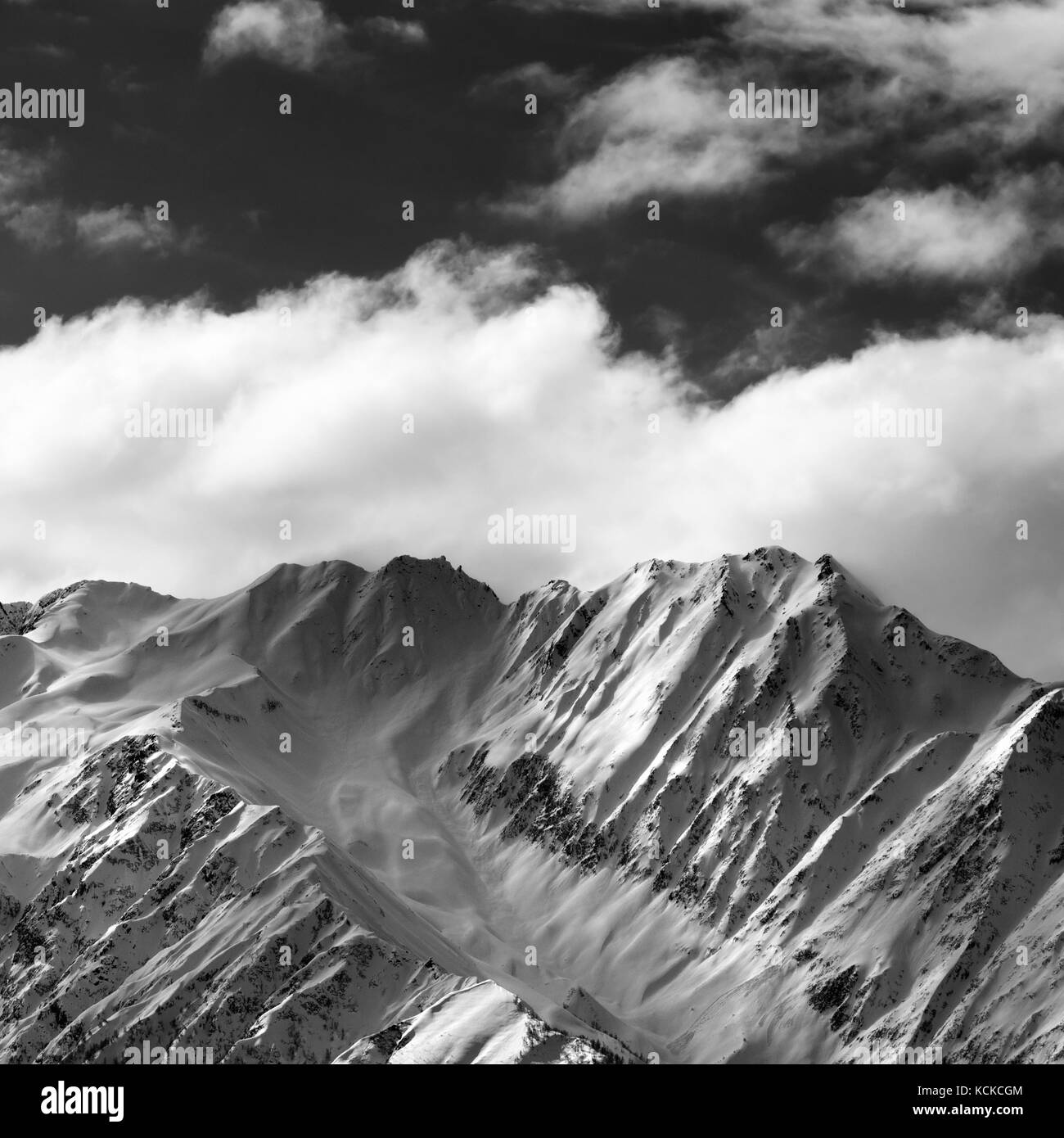 Avalanche in caucasus mountains Black and White Stock Photos & Images ...