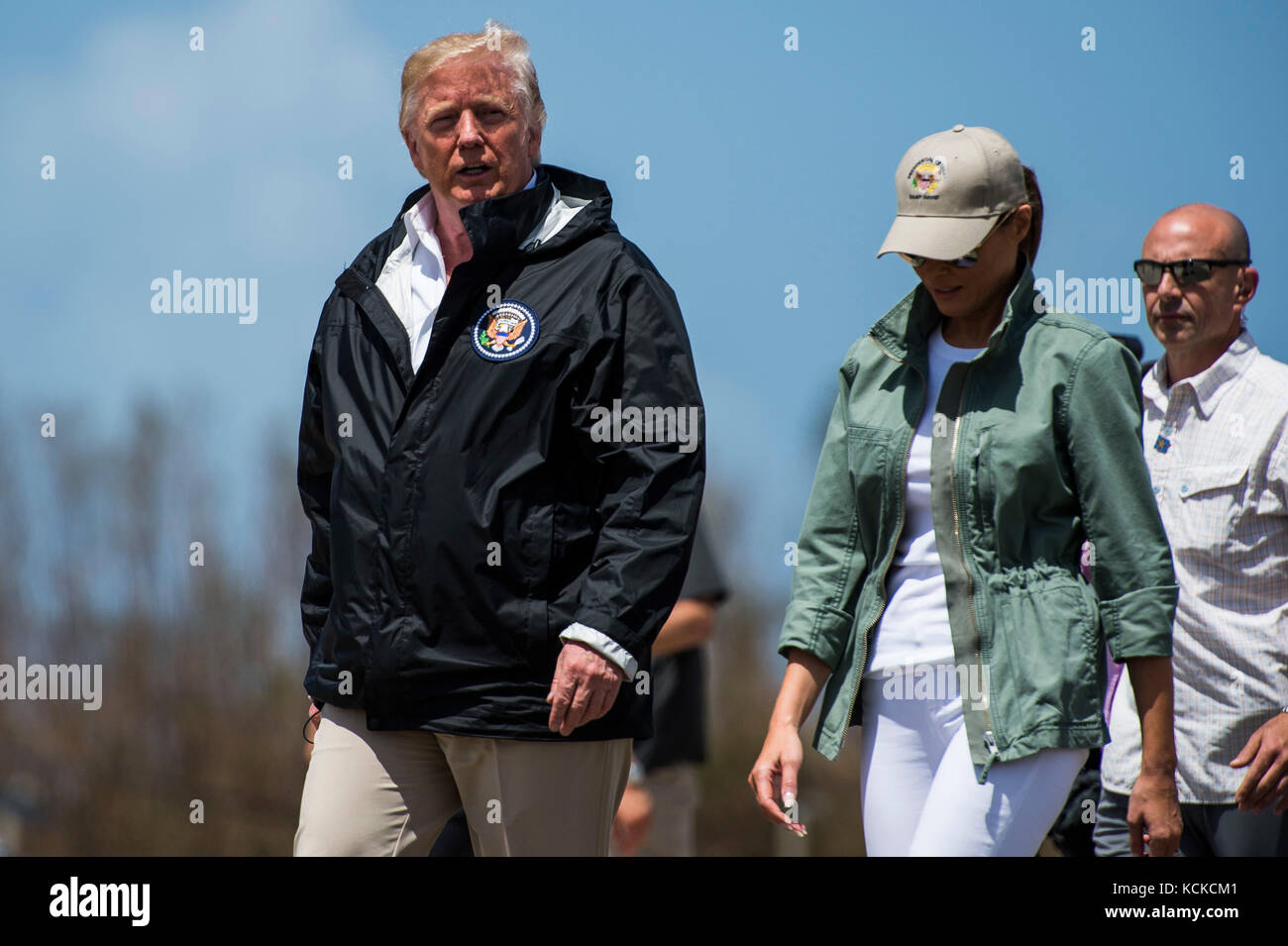 President Trump Arrives in Puerto Rico Stock Photo
