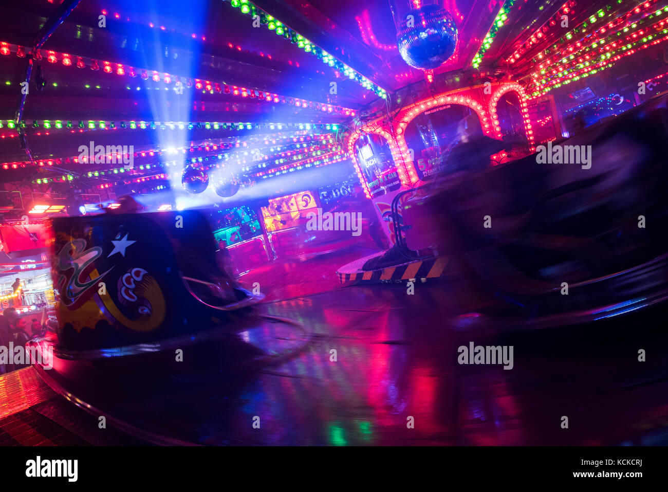 Waltzers at Goose Fair in Nottingham, England UK Stock Photo