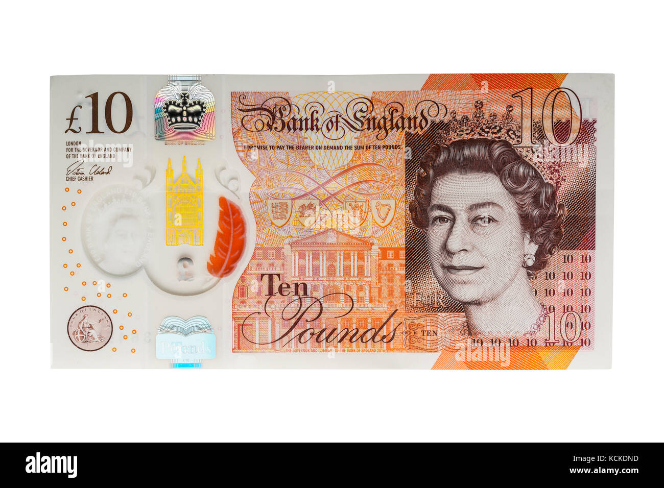 A new 2017 £10 note on a white background Stock Photo
