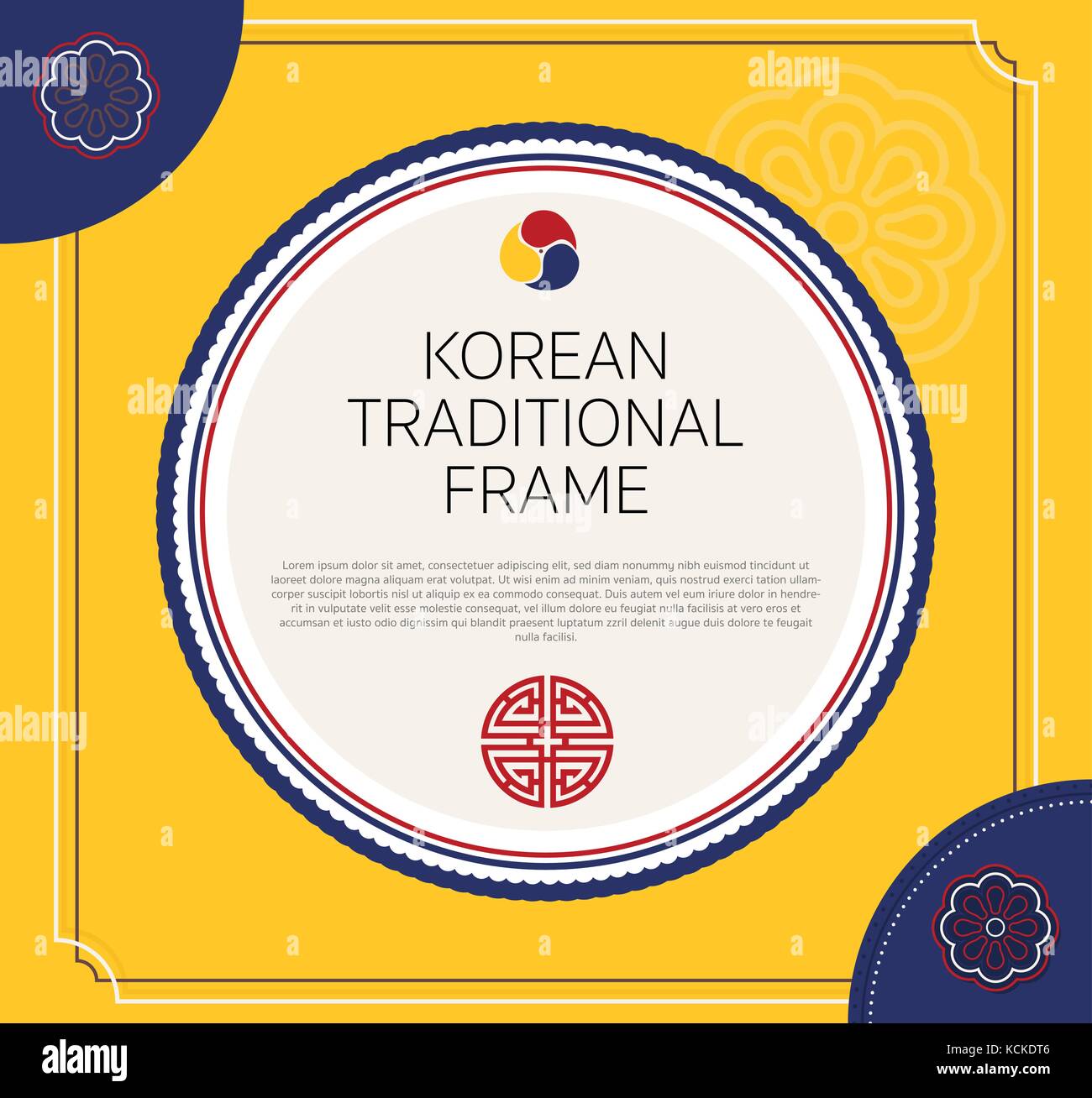 Korean traditional circle frame design. vector illustration Stock