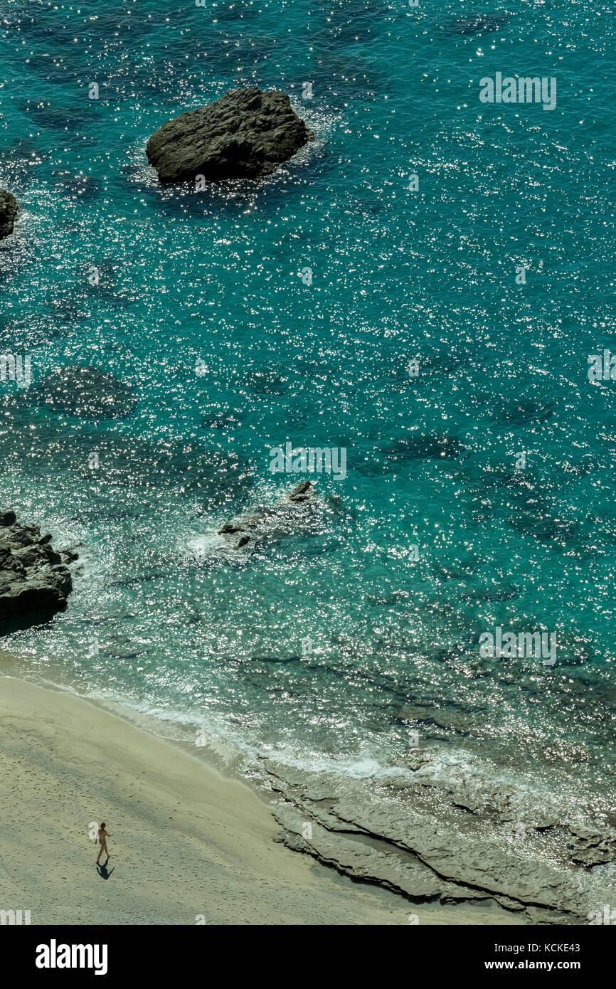 The beach named 'Praia i focu' near Capo Vaticano, Southern Italy Stock Photo