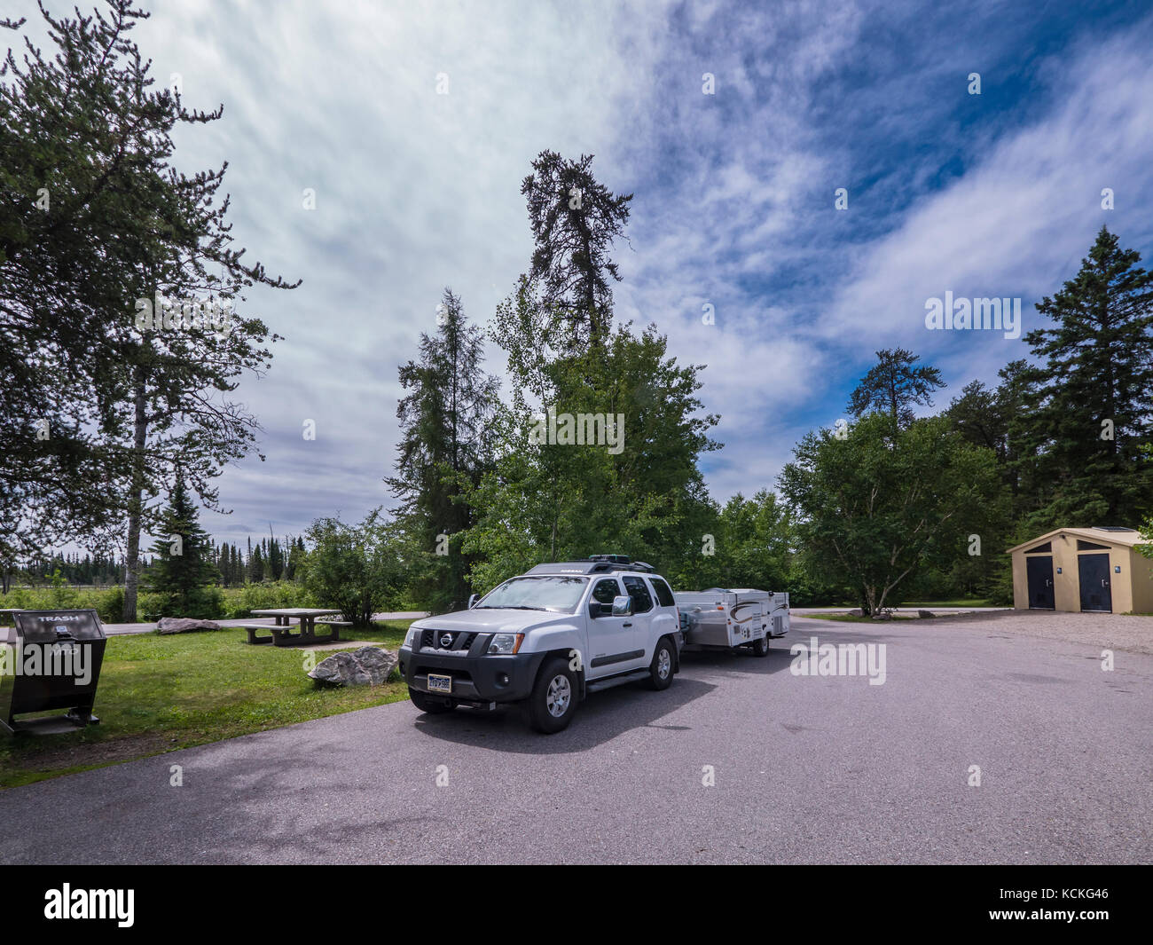 Rest area on Trans-Canada Highway 17 between Kenora and Thunder Bay, Ontario, Canada. Stock Photo