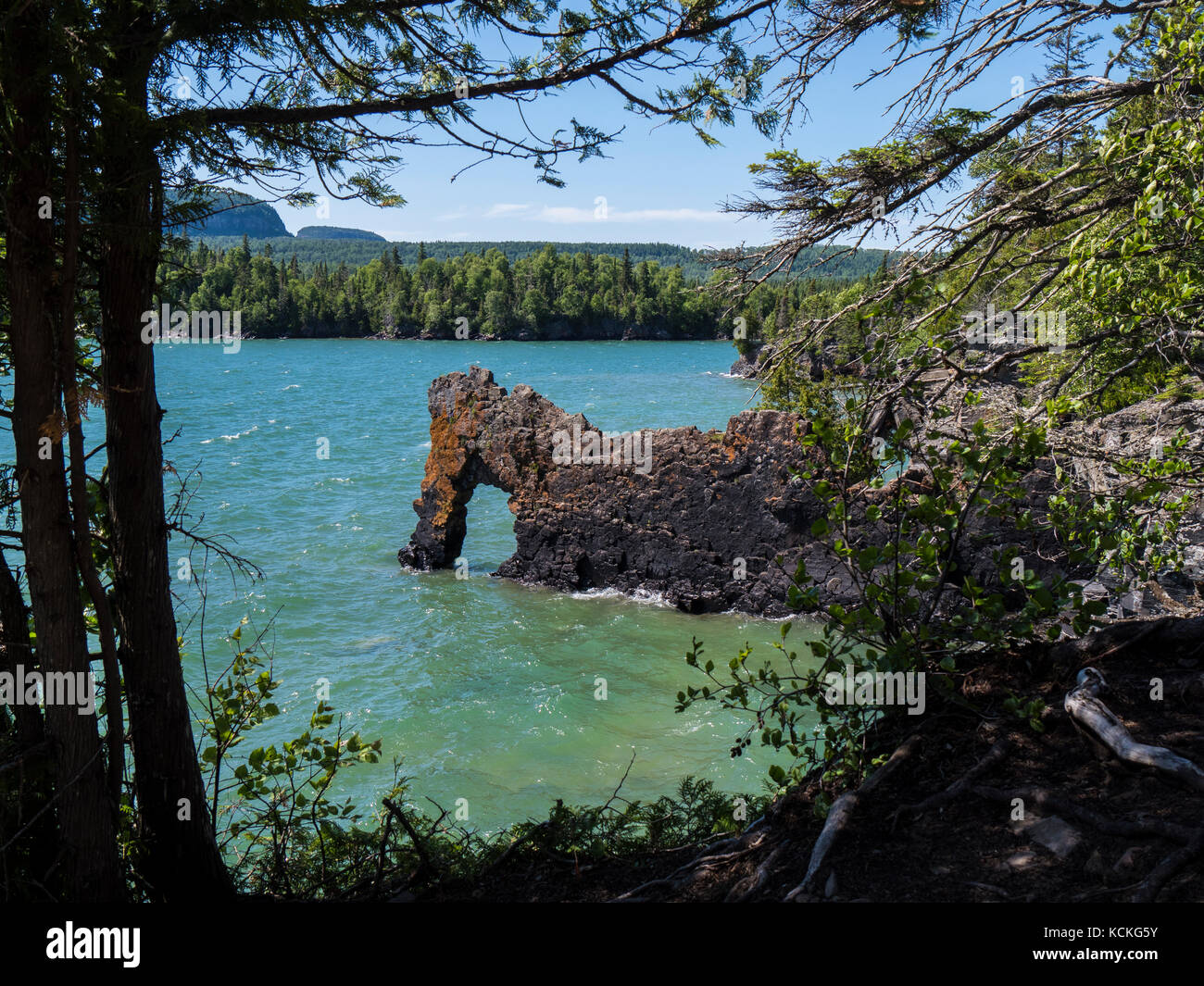 Sea Lion Rock, Sleeping Giant Provincial Park, Ontario, Canada. Stock Photo
