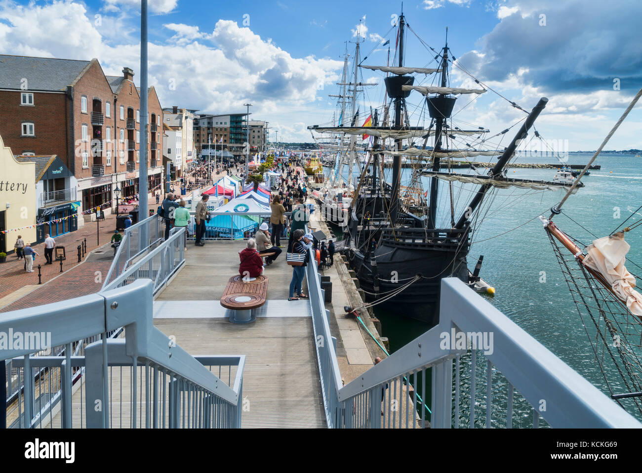 Poole harbour marina, Boat show, tall ships, Dorset, England; UK Stock Photo