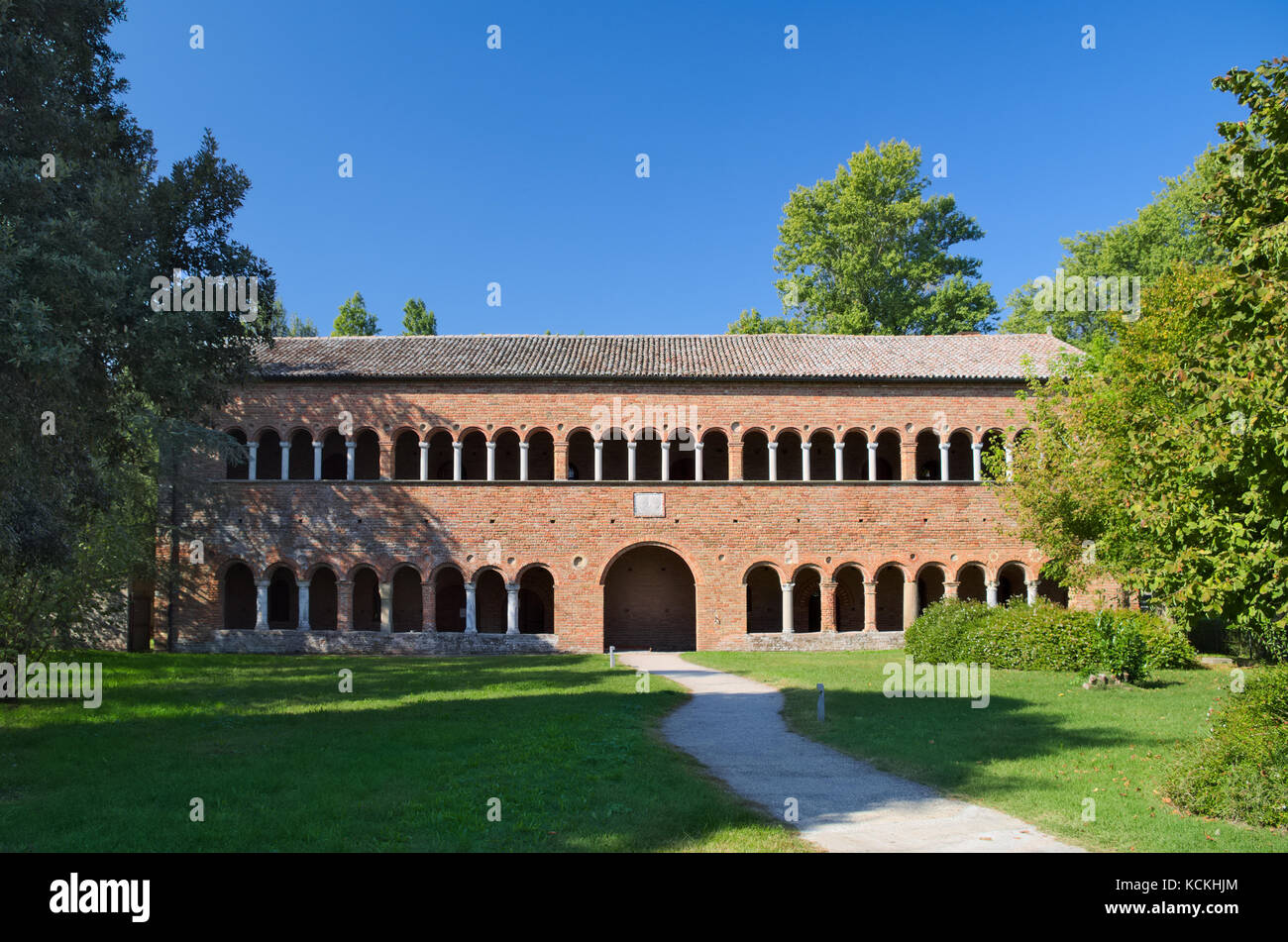 Palazzo della Ragione building next to the Pomposa Abbey Monastery in Codigoro, Ferrara, Italy Stock Photo