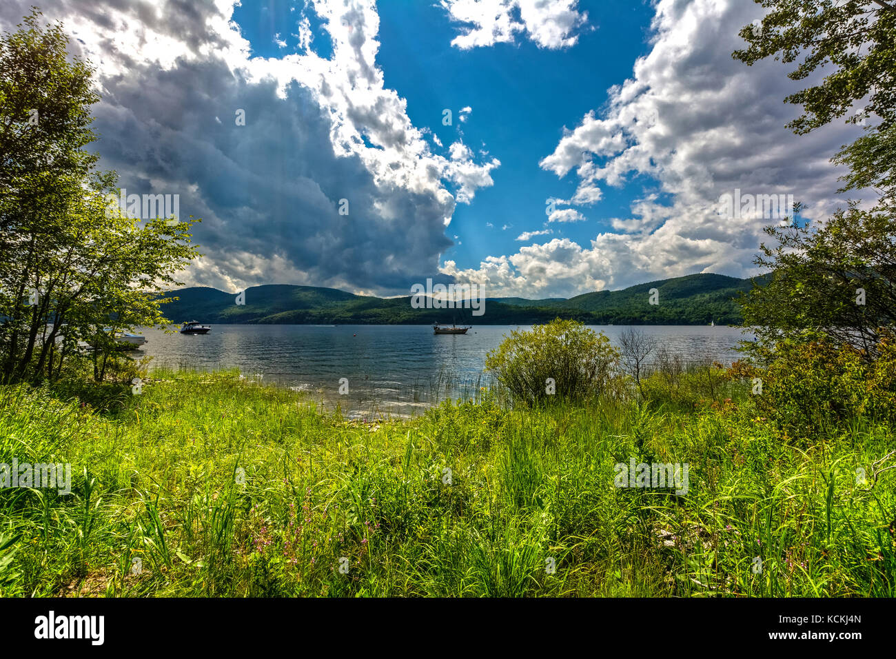 Summer Lake Champlain from shore Stock Photo