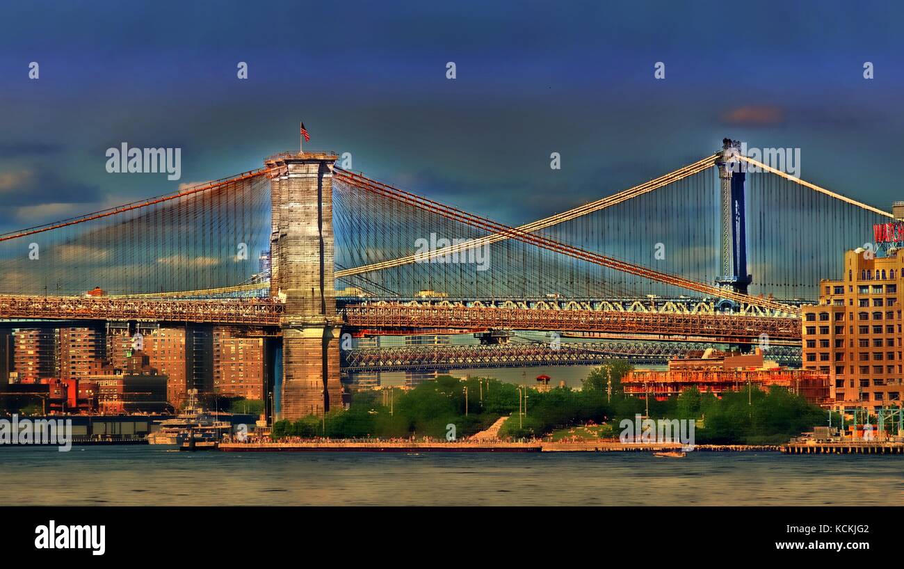 Brooklyn And Manhattan Bridges Stock Photo Alamy