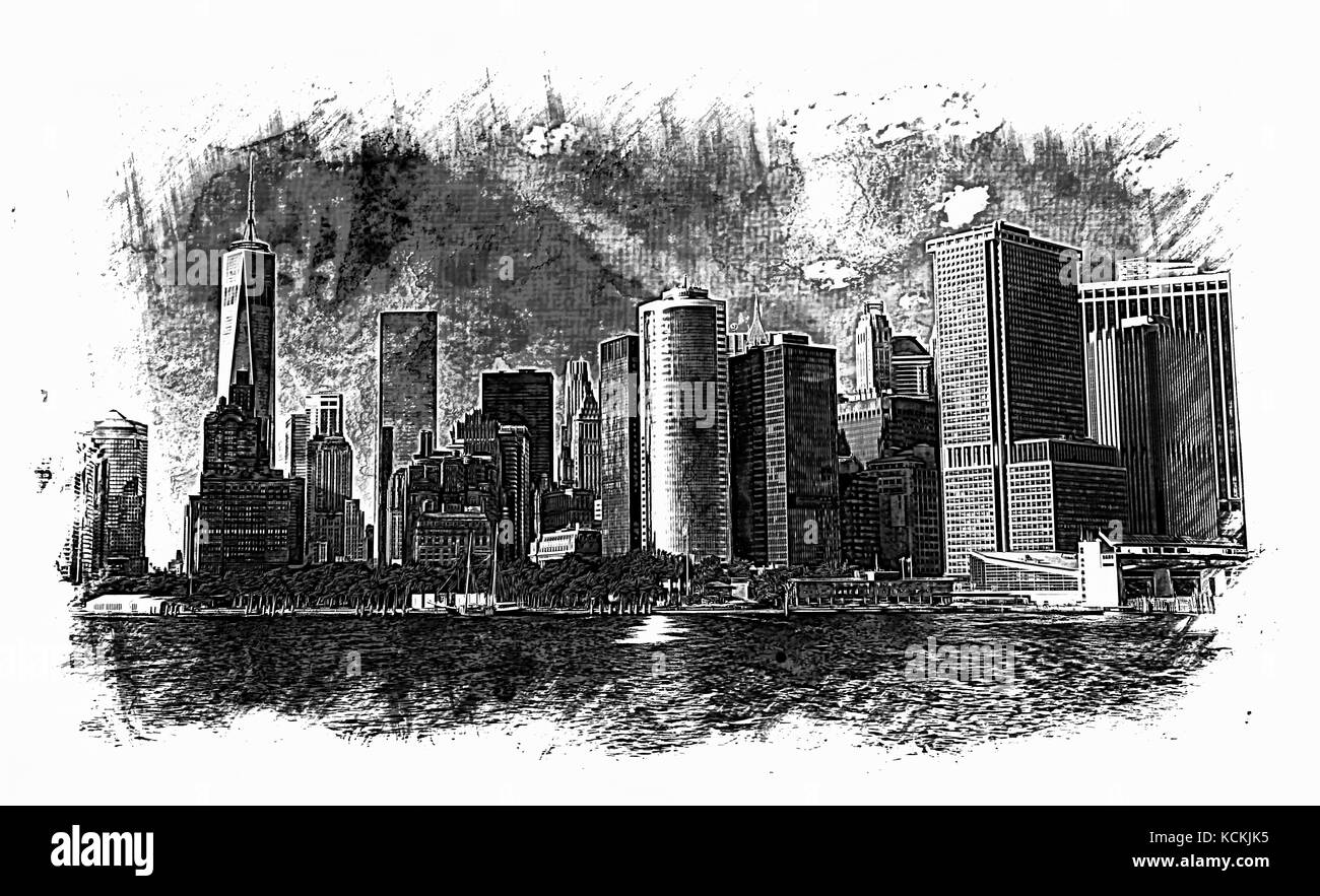 Sketch Of New York City Stock Photo