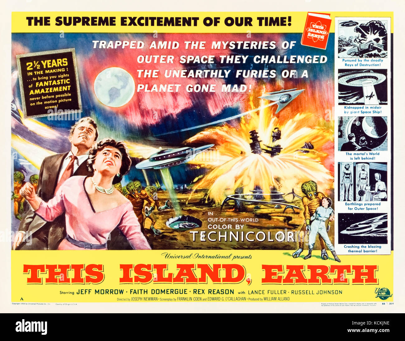 This Island Earth (1955) directed by Joseph Newman and starring  Jeff Morrow, Faith Domergue and Rex Reason. Visitors from Metaluna arrive on Earth seeking uranium and human scientists to aid them in their war against the Zagons. Stock Photo
