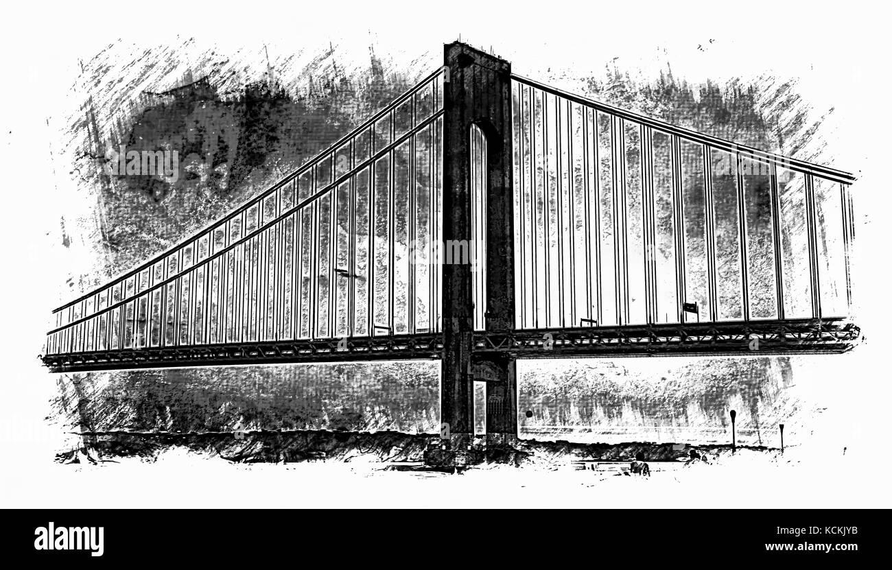 Suspension Bridge Sketch Stock Photo