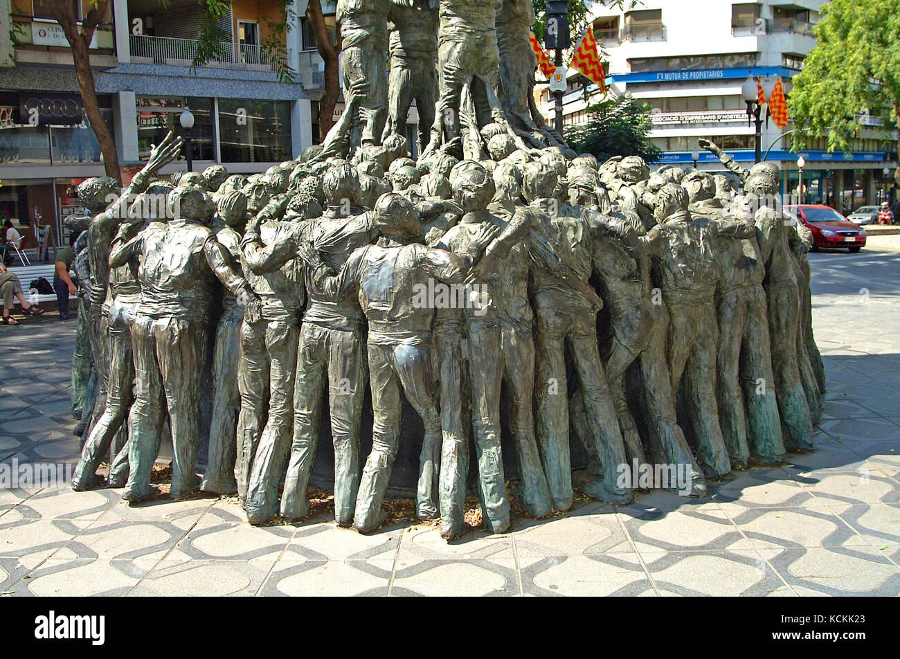 Tarragona Human Tower Statue, Catalonia, Tarragona Province, Spain