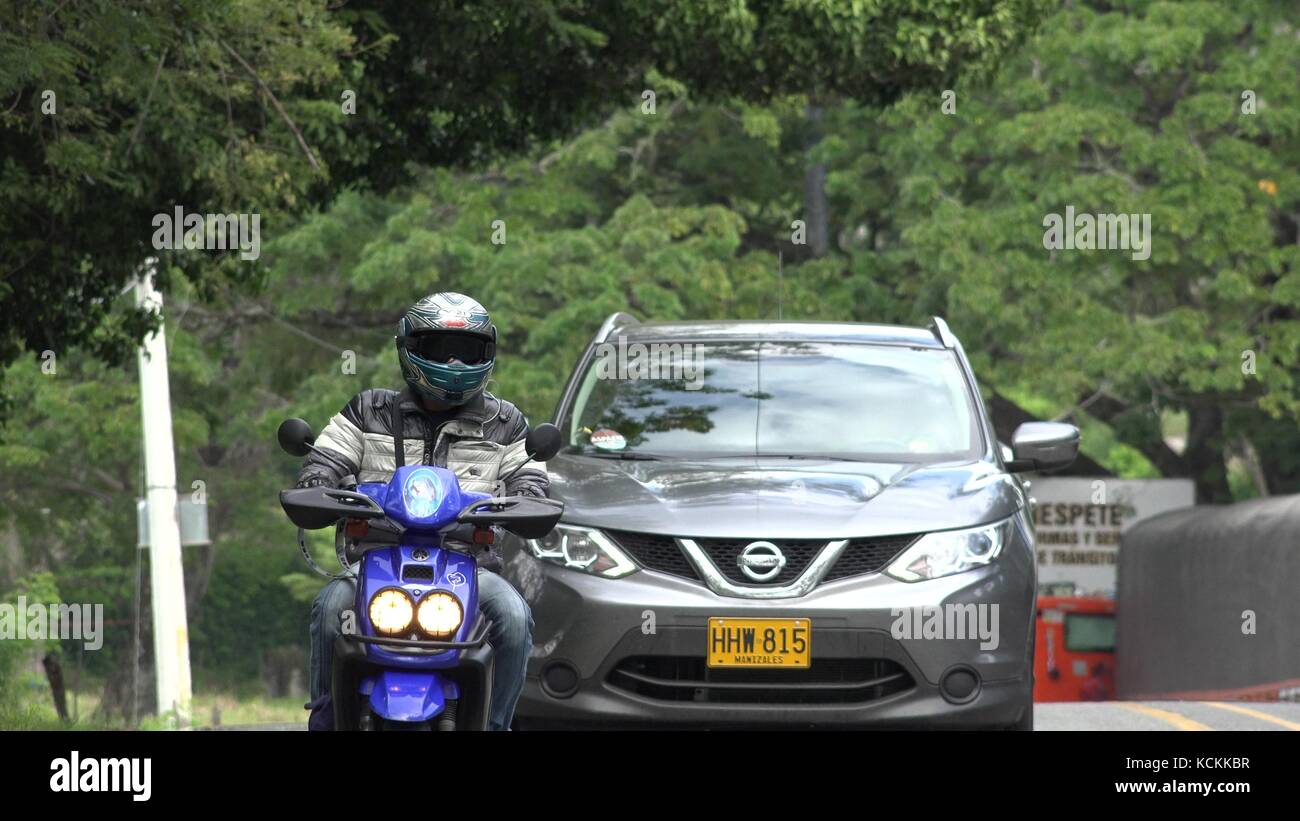 Dangerous Driving Motorcycle Tailgating Stock Photo Alamy