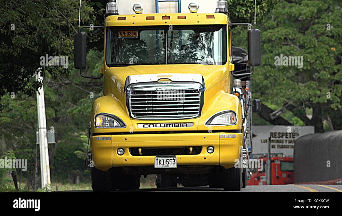 Yellow Cargo Truck Stock Photo