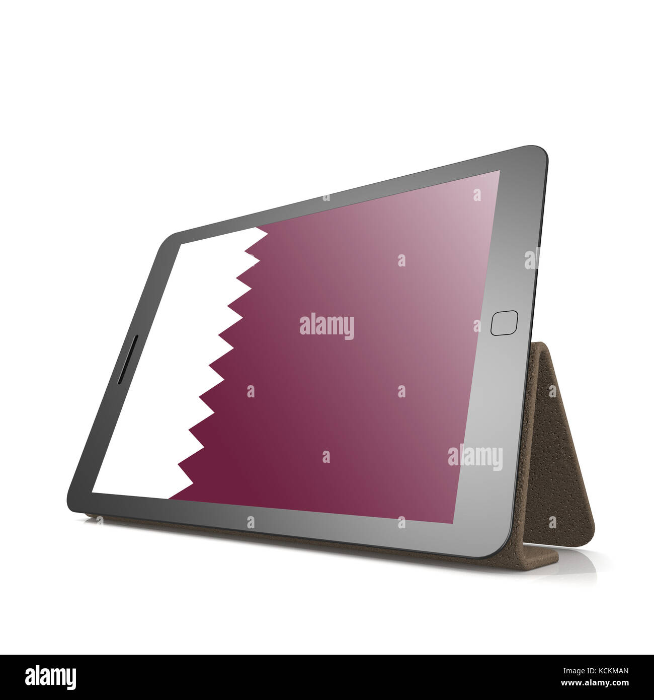 Tablet with Qatar flag image with hires rendered artwork that could be
