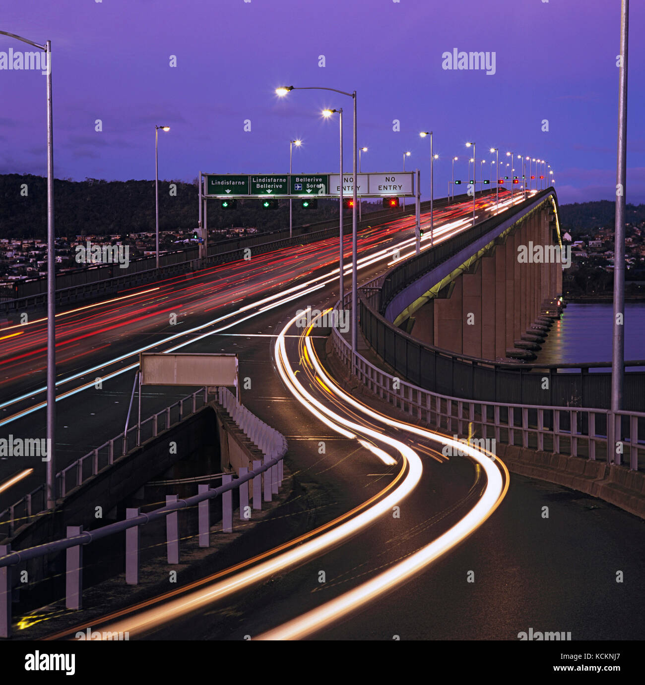 Evening traffic on Tasman Bridge as commuters return home to the city’s eastern shore Hobart