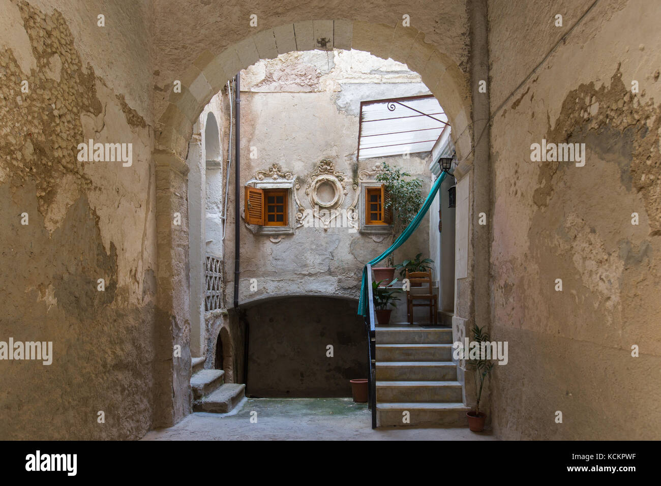 Courtyard in Tropea, Southern Italy Stock Photo