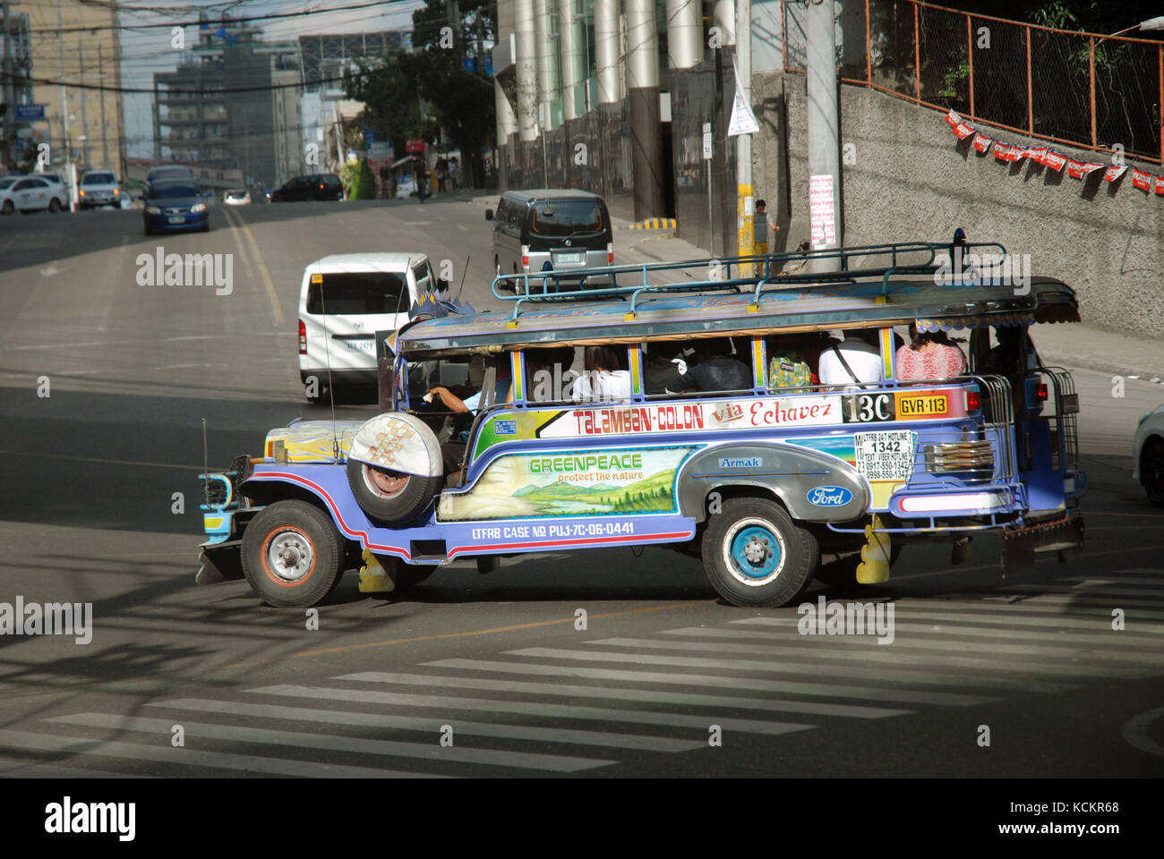 Decorated Jeepney on streets of Cebu, Philippines. Stock Photo