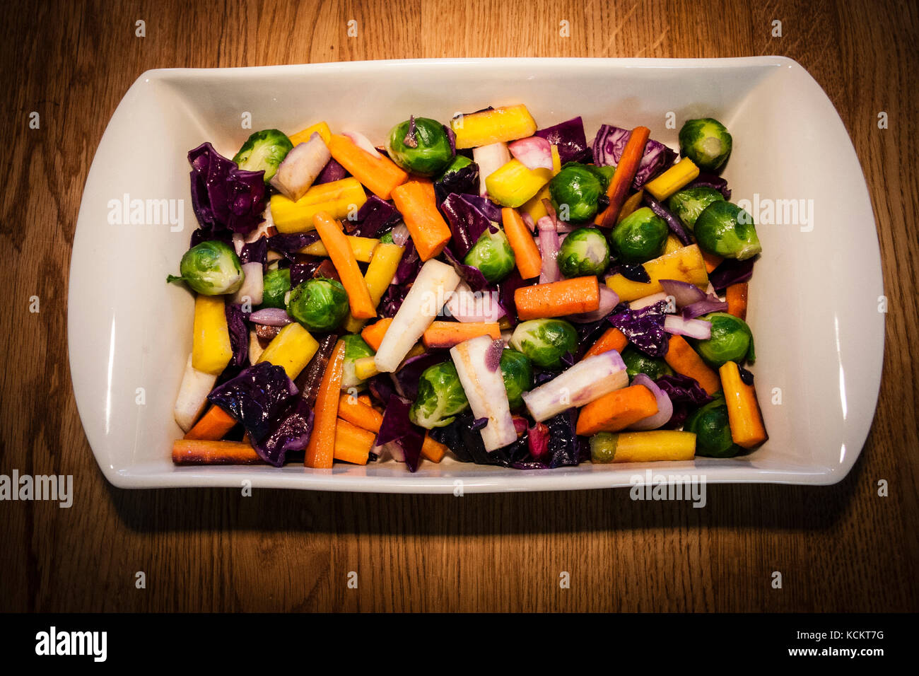 Oven baked colorful winter vegetables Stock Photo