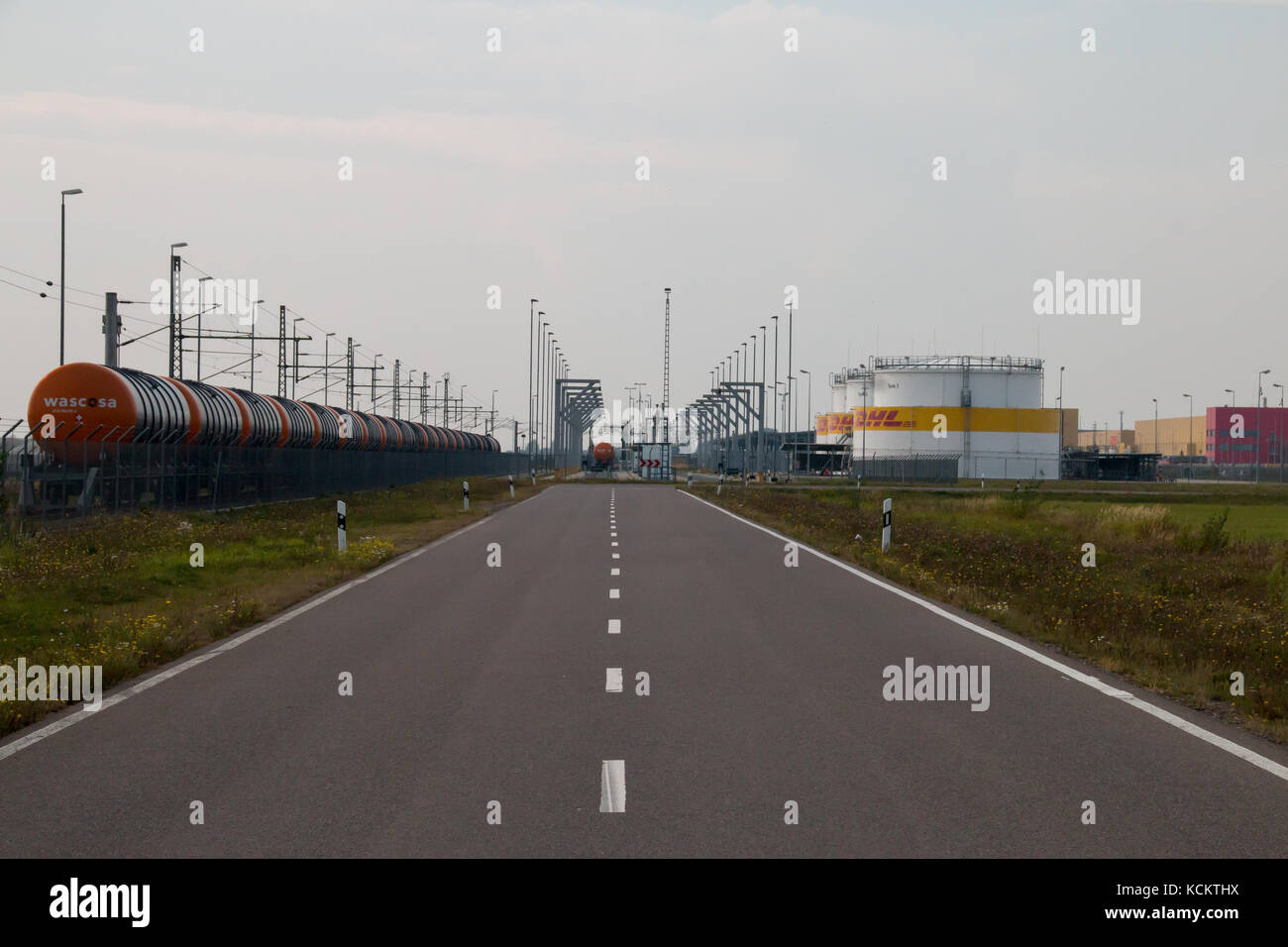 LEIPZIG, GERMANY - September 22, 2017: DHL tank warehouse at the airport Leipzig Halle. Stock Photo