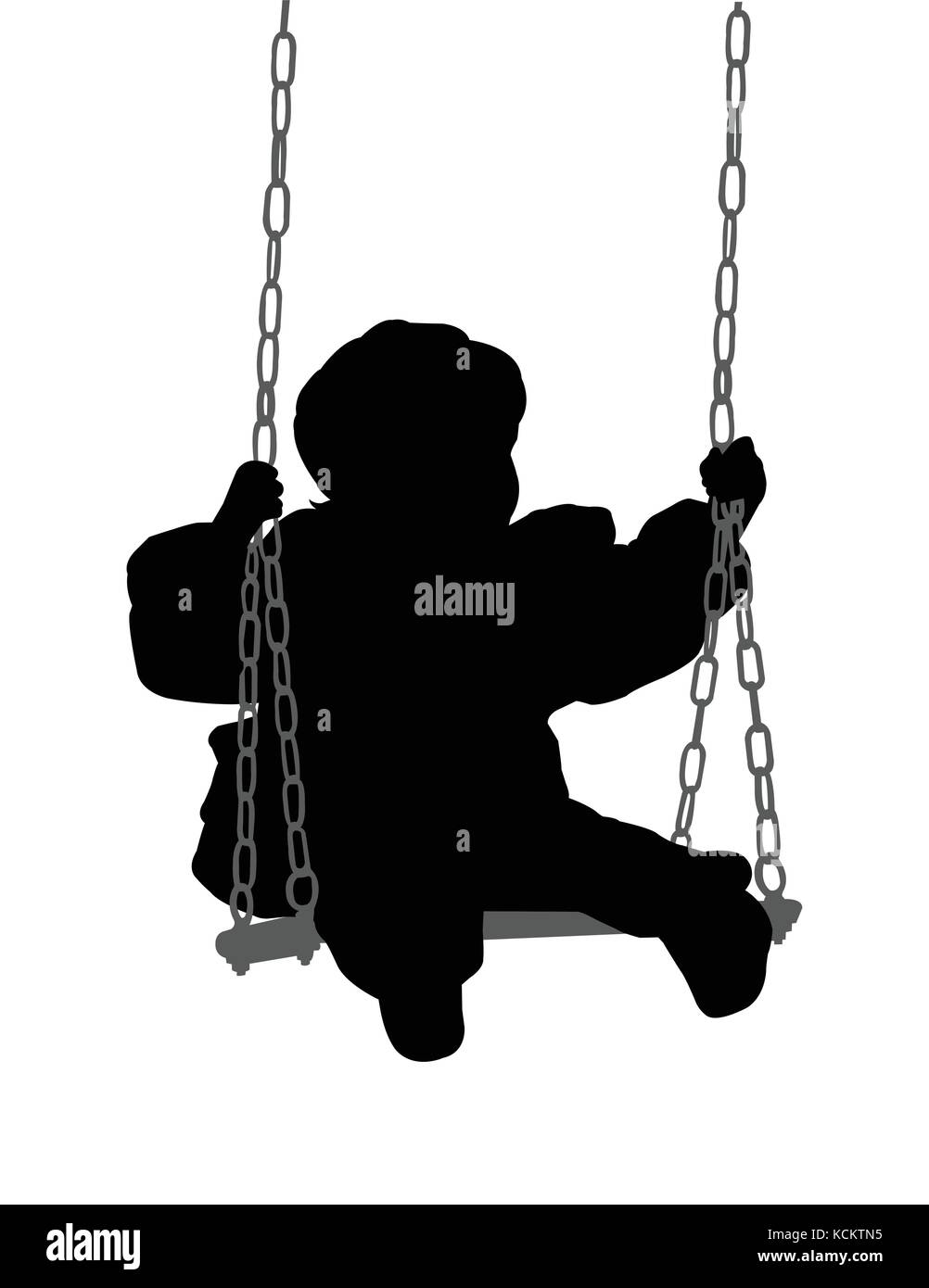 child swinging silhouette - vector Stock Vector