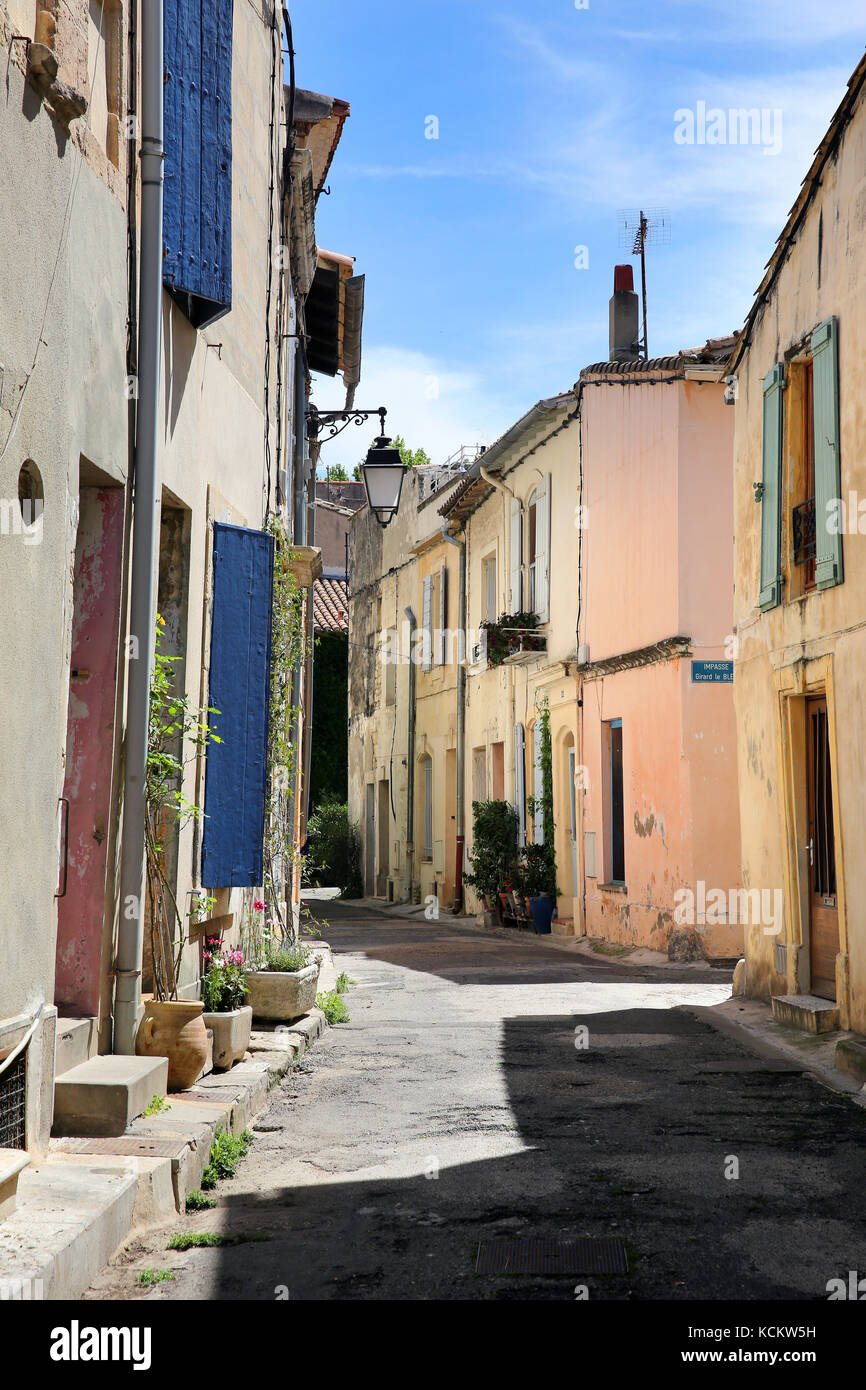 Arles (southeastern France) houses in "rue Girard le Bleu" street, in the district of the