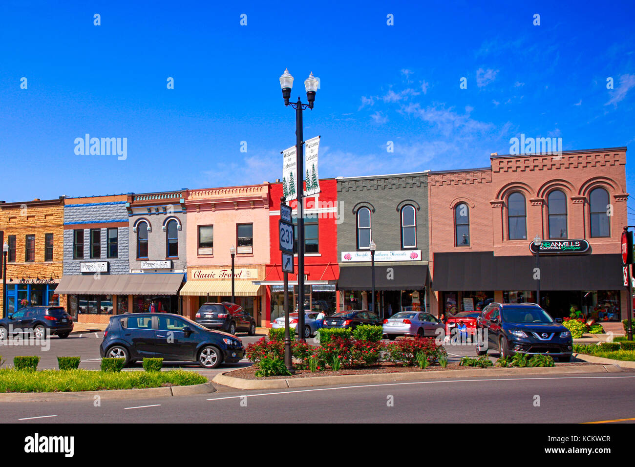 Stores in the Public Square in historic downtown Lebanon TN, USA Stock