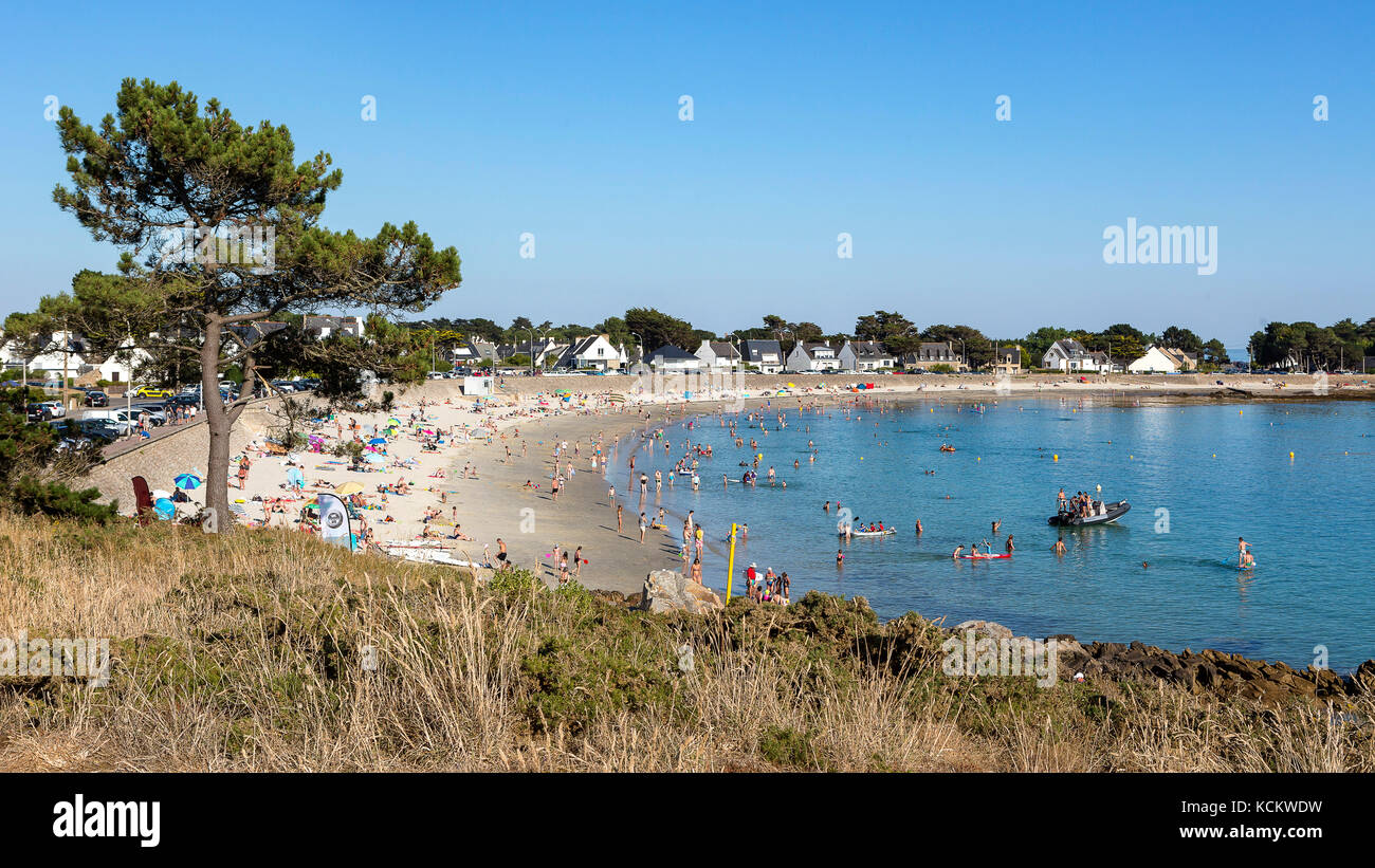 Carnac (Brittany, western France): 'plage de Saint-Colomban' beach Stock Photo