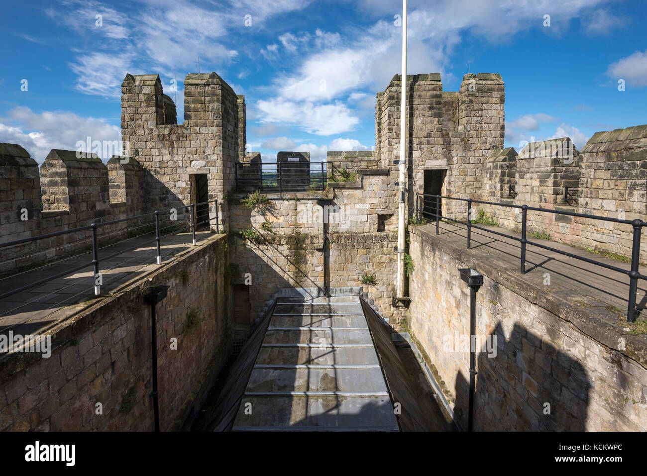 Parapet on the top of the castle keep at Richmond Castle, North Yorkshire, England. Stock Photo