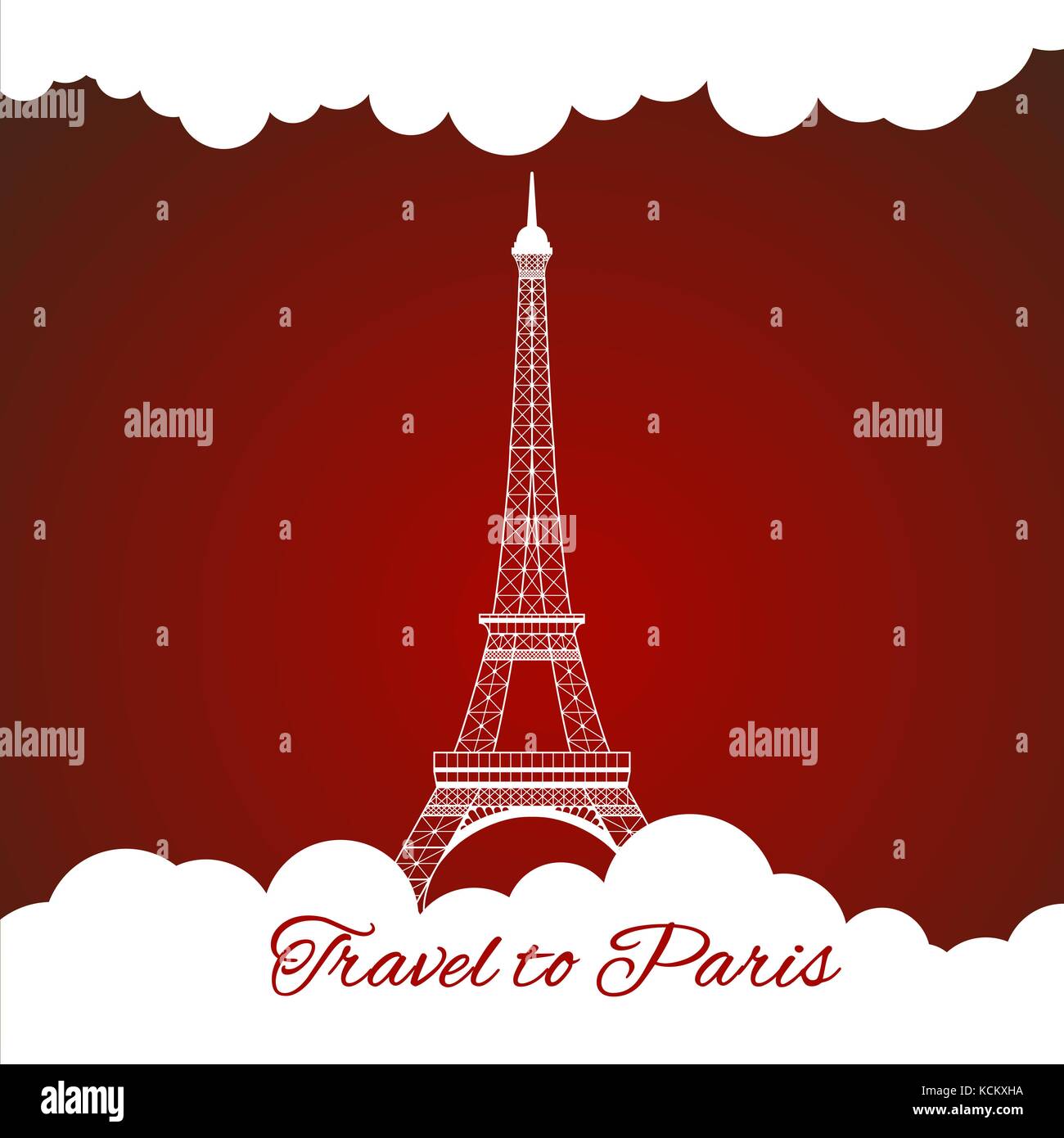 eiffel tower with clouds Stock Vector