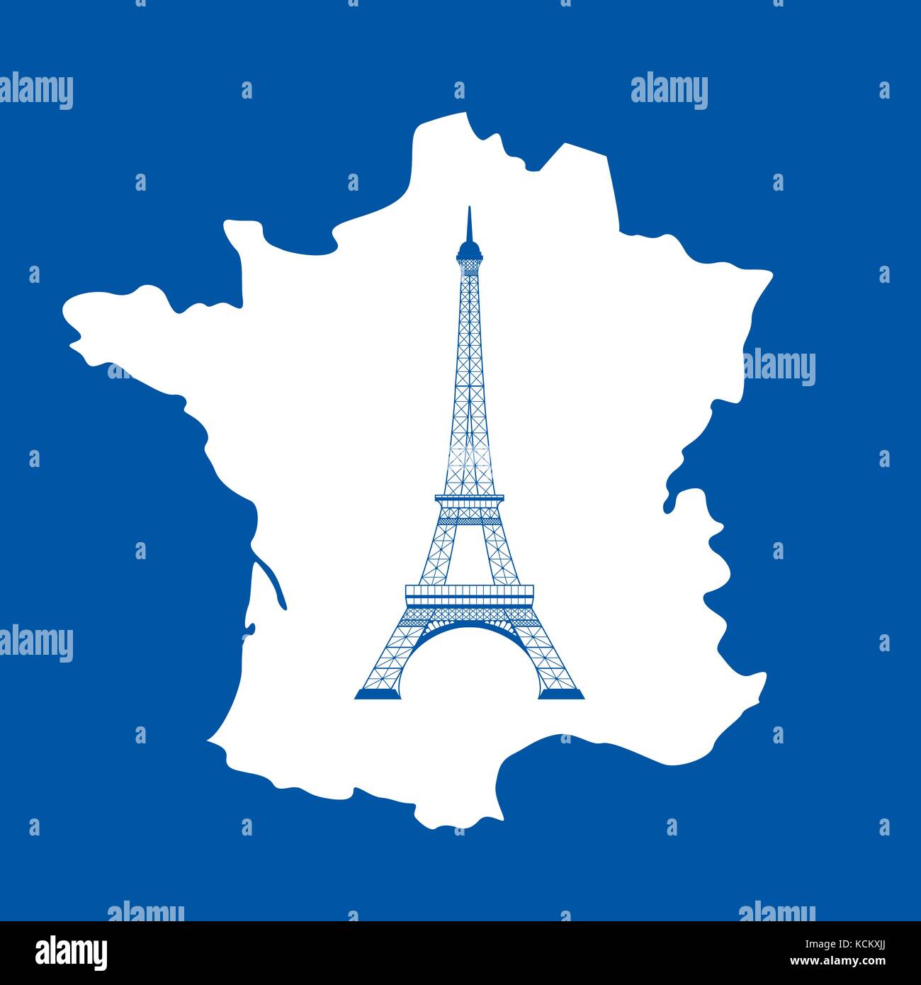 eiffel tower and map on blue Stock Vector Image & Art - Alamy
